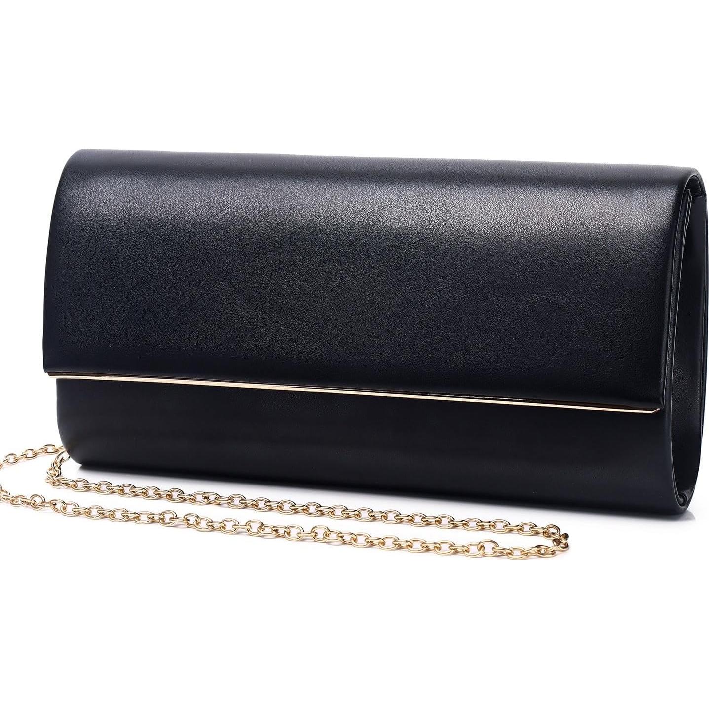 Bolso Clutch de Noche DETARA para Mujeres en Cuero Vegano Negro