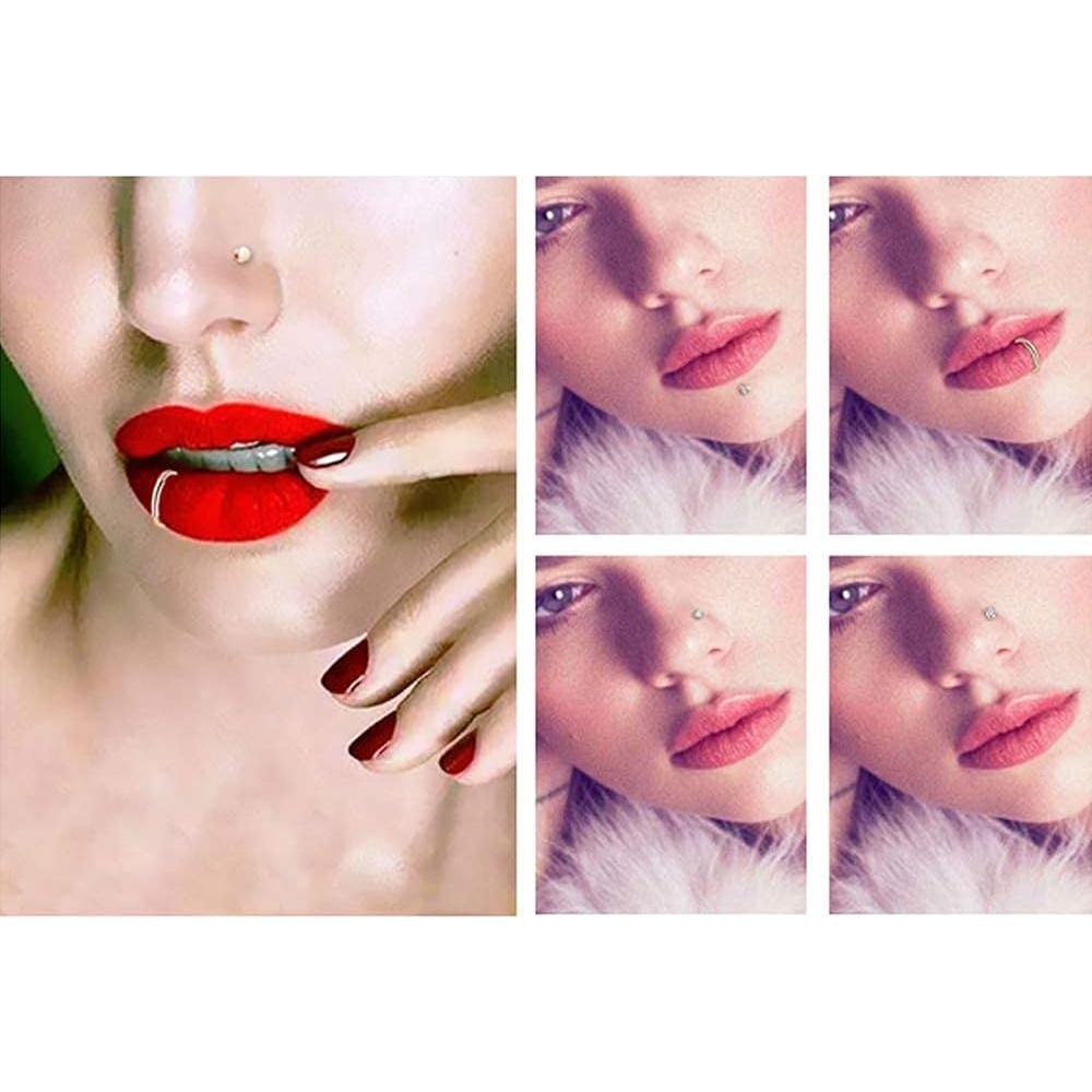 Anillos nasales hipoalergénicos 20G acero quirúrgico 19 piezas