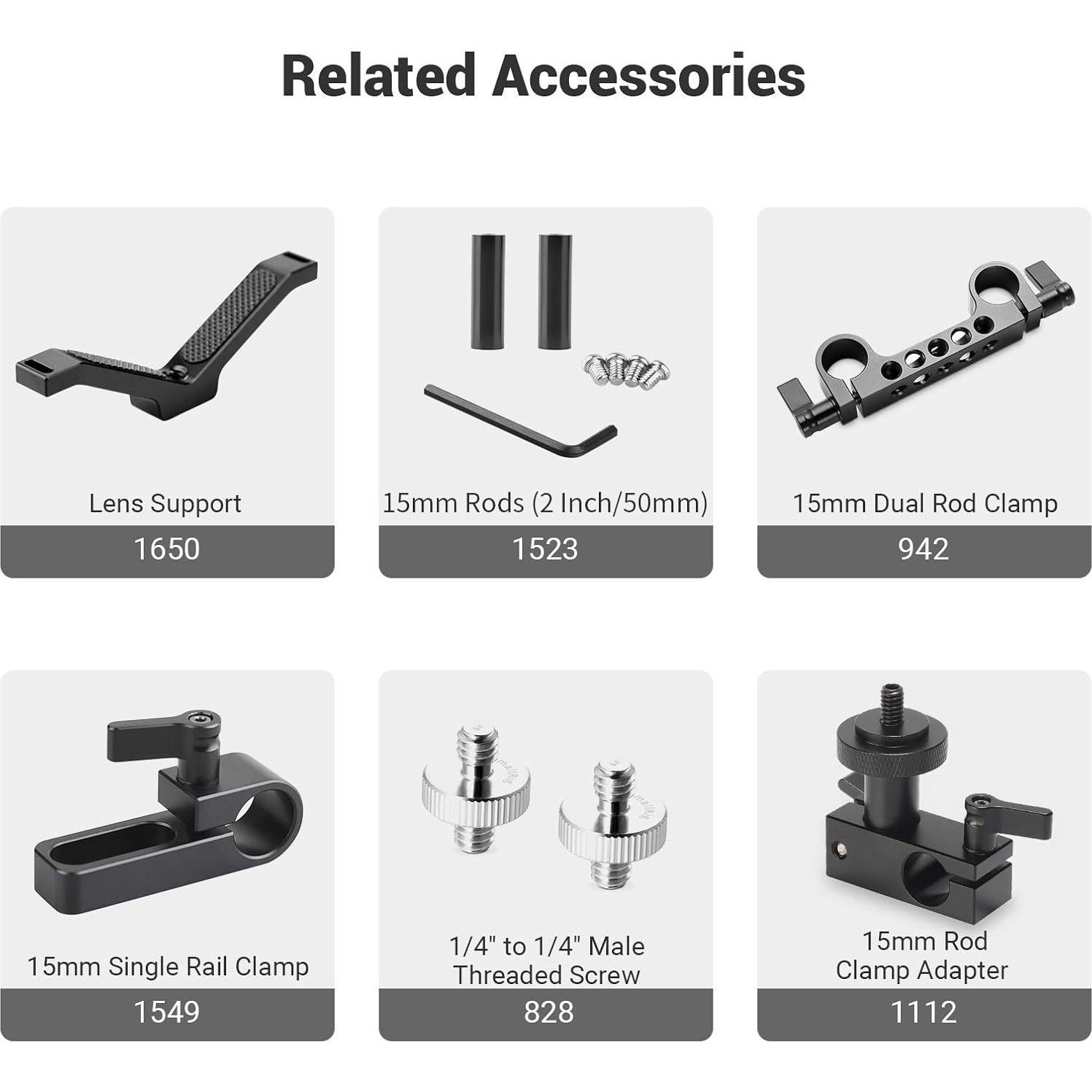 Varilla Micro 15mm SMALLRIG con Rosca 1/4" - 38mm