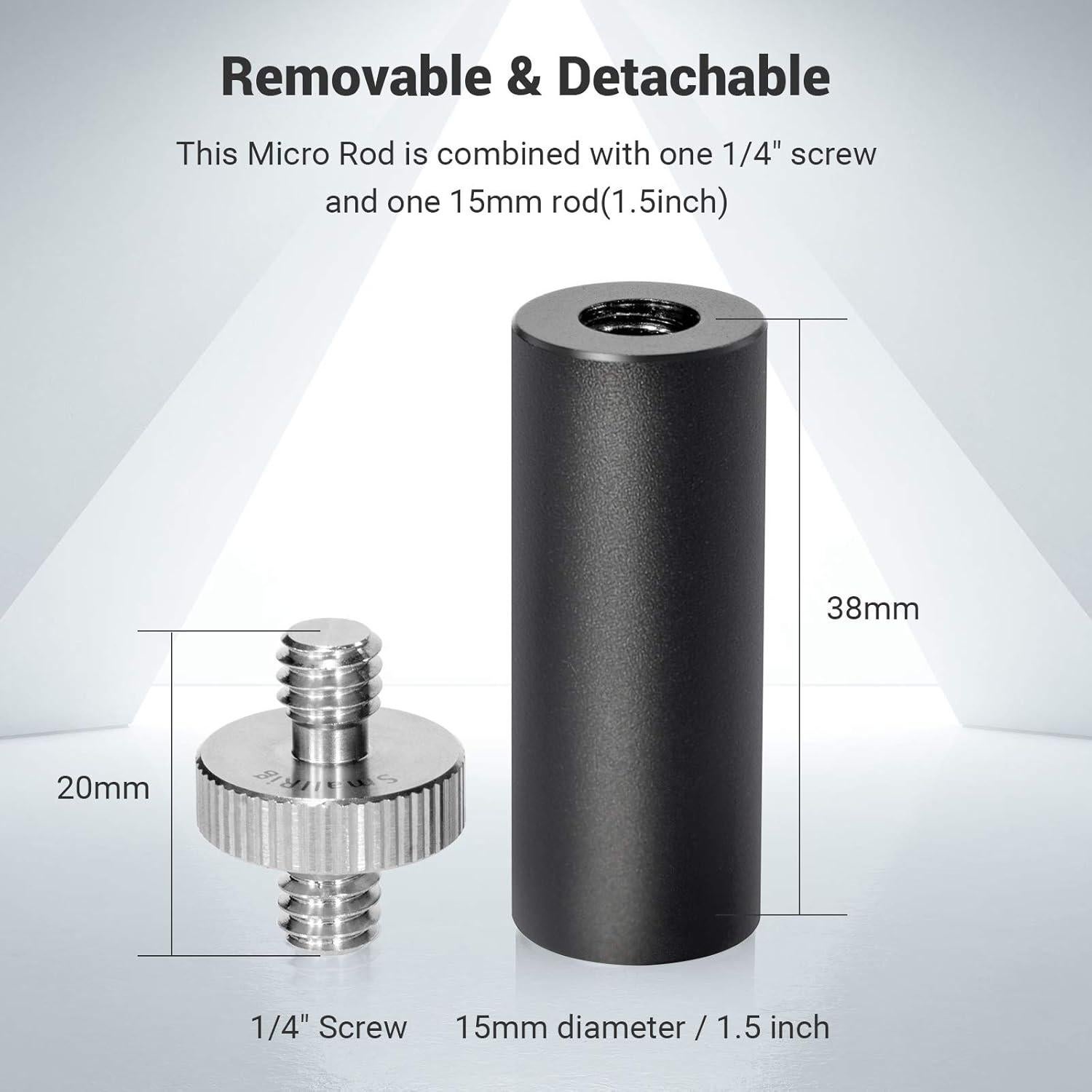 Varilla Micro 15mm SMALLRIG con Rosca 1/4" - 38mm