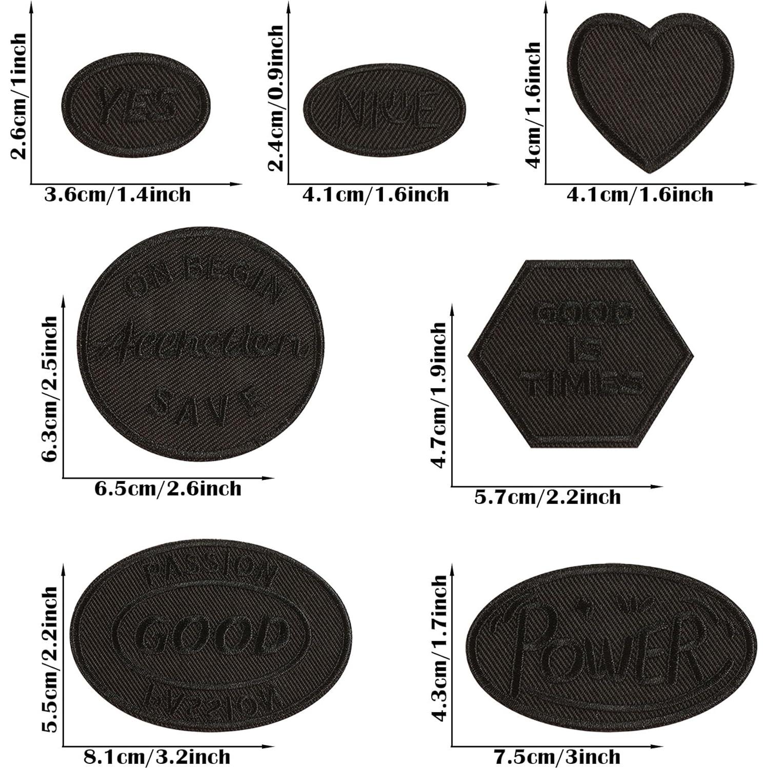 14 Parches Bordados Negros Woohome para Planchar o Coser