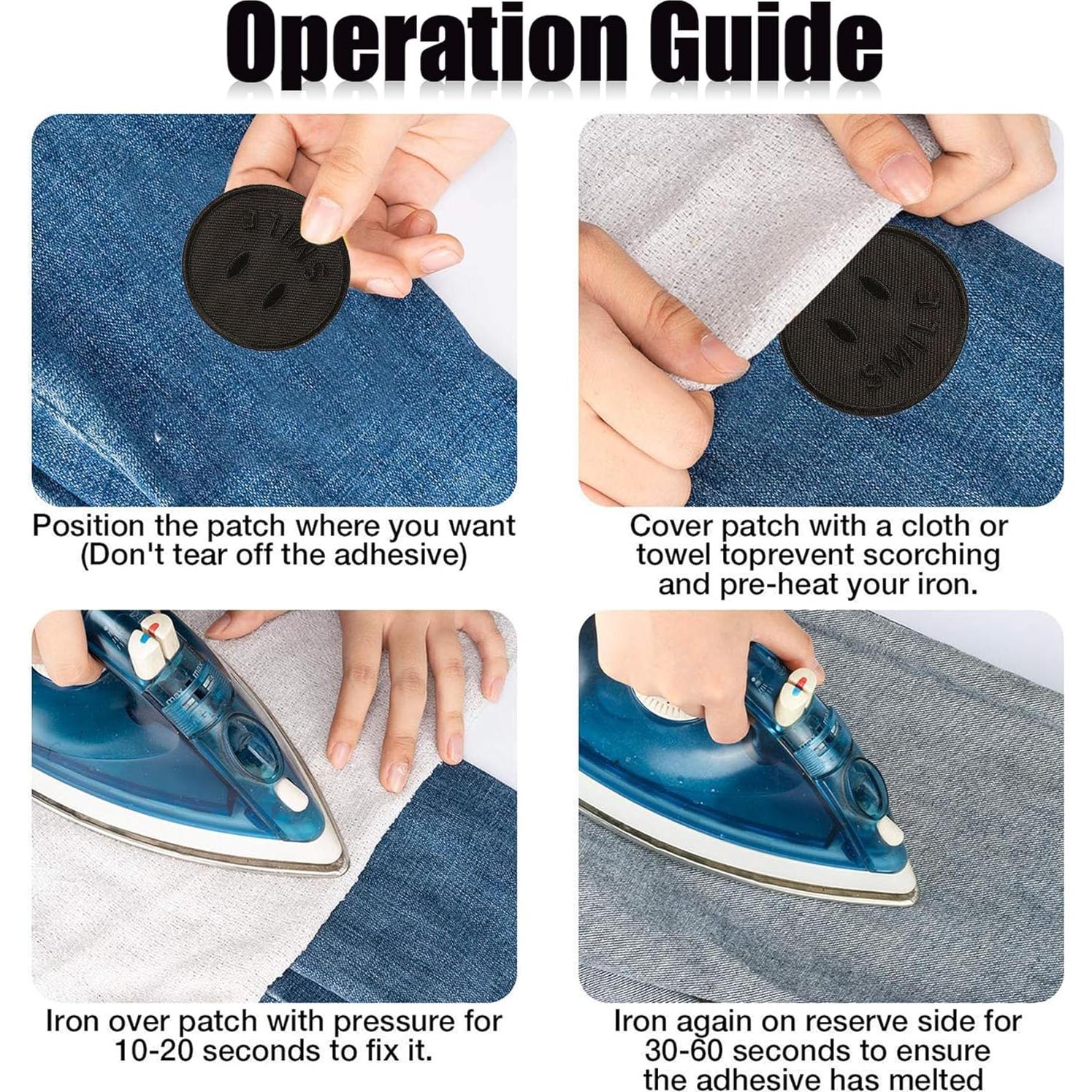 14 Parches Bordados Negros Woohome para Planchar o Coser