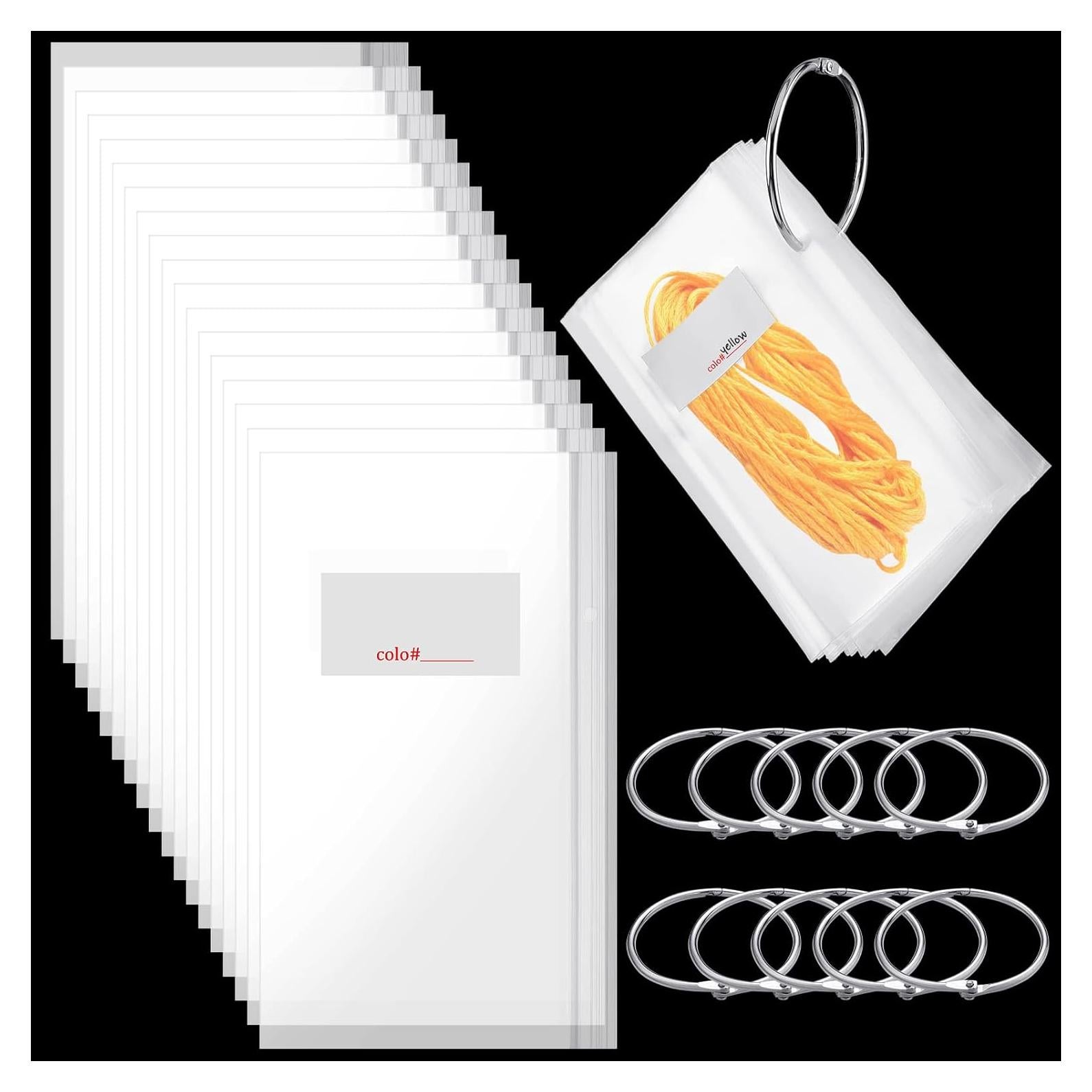 Bolsas Organizadoras de Hilo Geyee 100 Pcs con Anillos de Carpeta