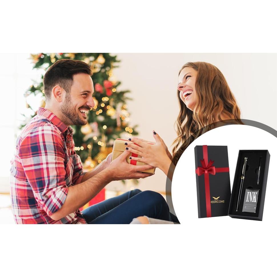 Pluma Fuente Cheericome Negra Punta Fina con 10 Cartuchos