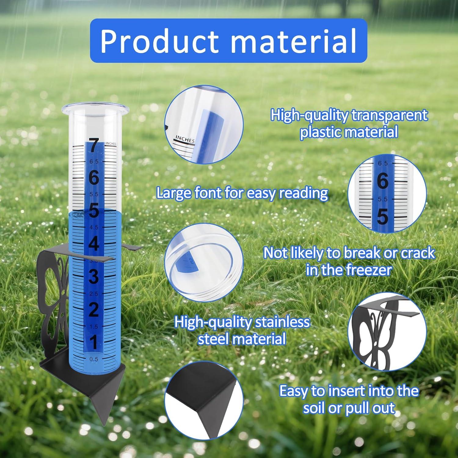 Medidor de Lluvia TBWHL 17.78 cm con Soporte Acero Inoxidable