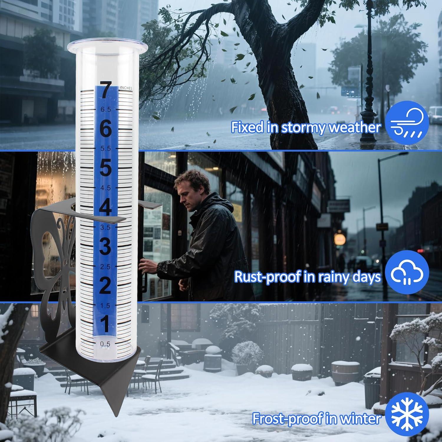 Medidor de Lluvia TBWHL 17.78 cm con Soporte Acero Inoxidable