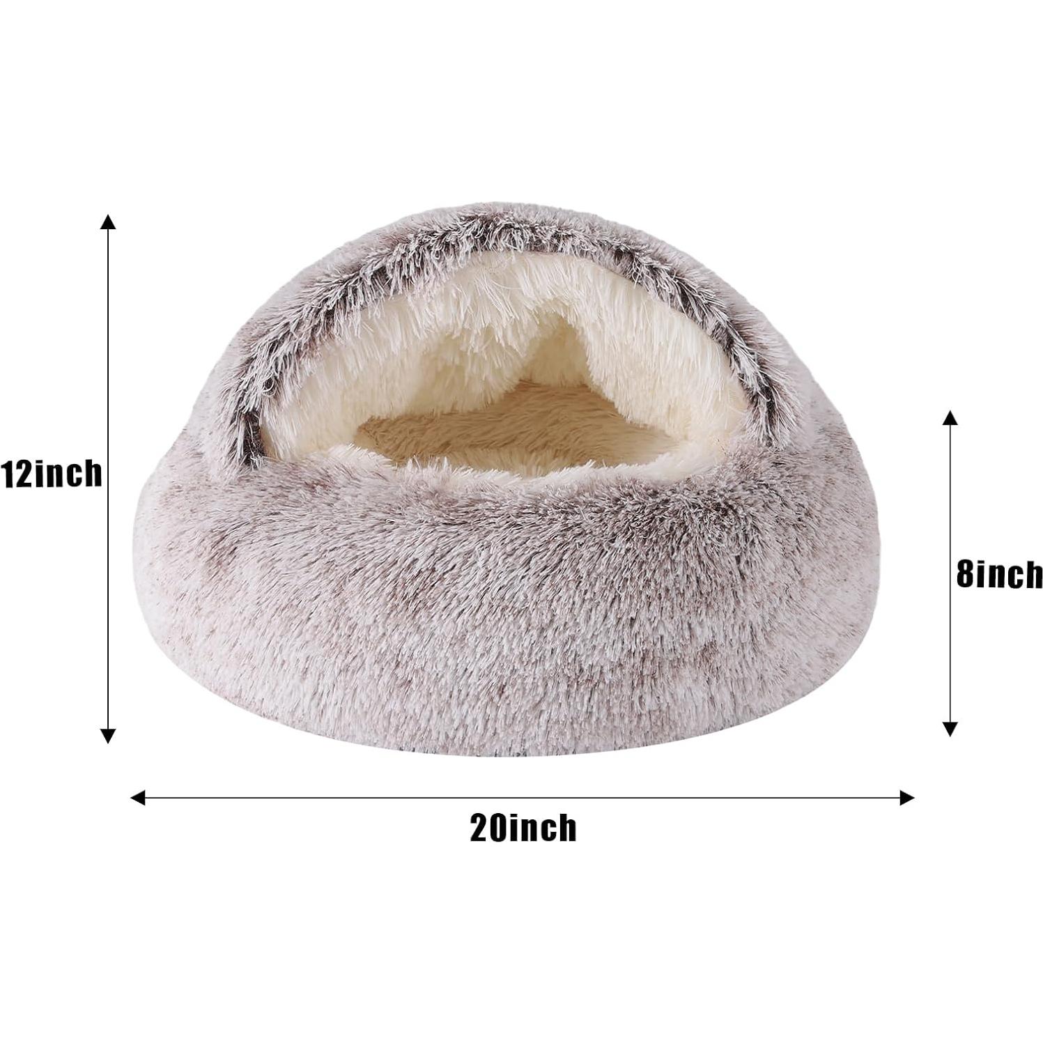 Cama Redonda con Capucha KKBDOO 50x50 cm para Gatos y Perros