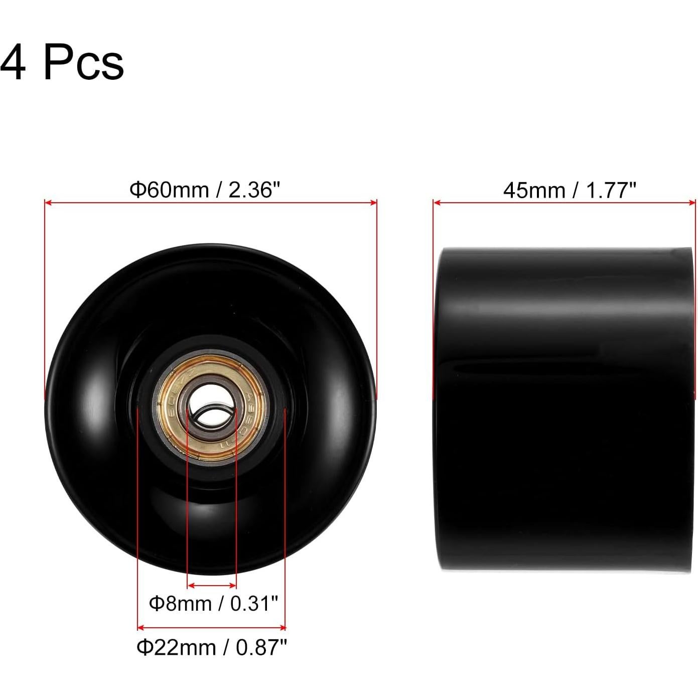 Ruedas de Longboard PATIKIL 45x60mm PU ABEC-11 Negras