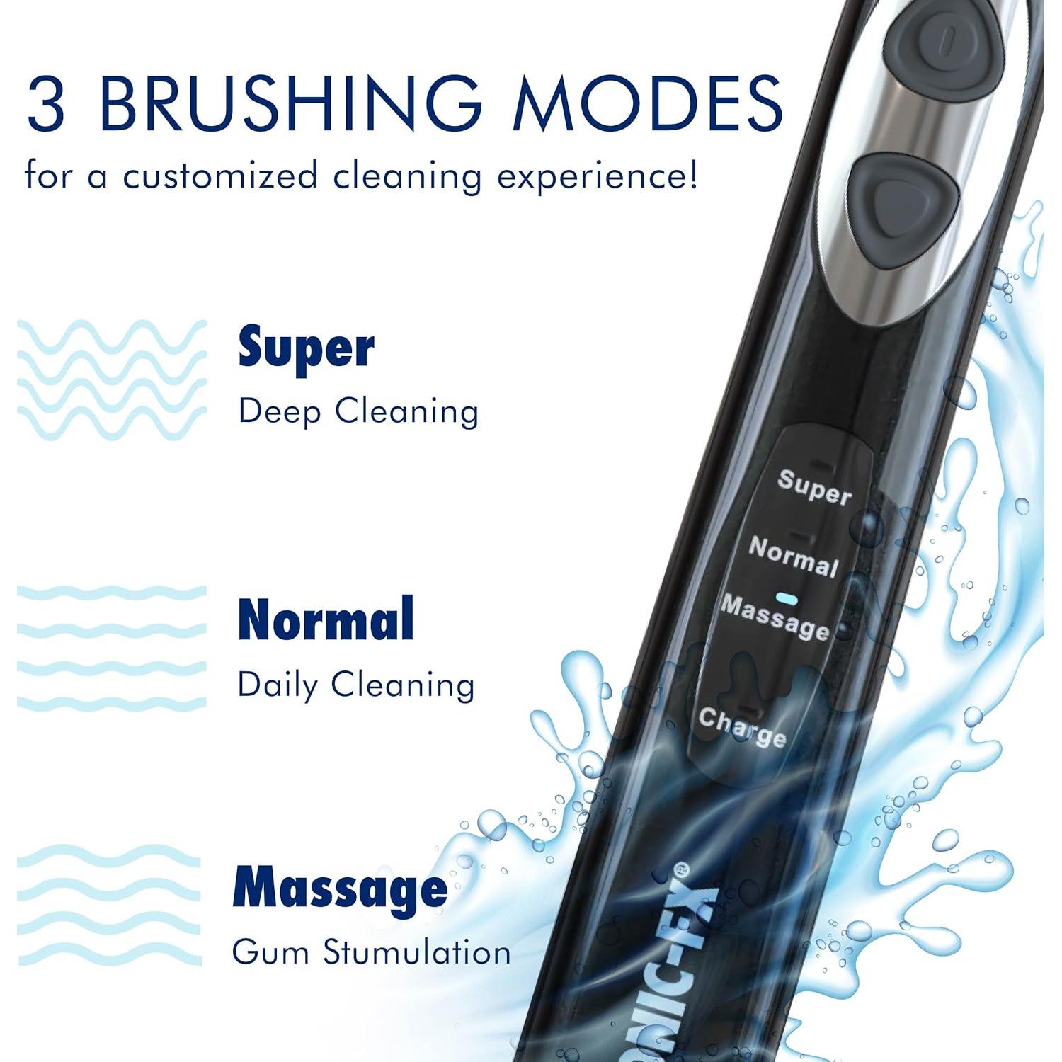 Cepillo de dientes eléctrico Sonic-FX 3 modos recargable negro