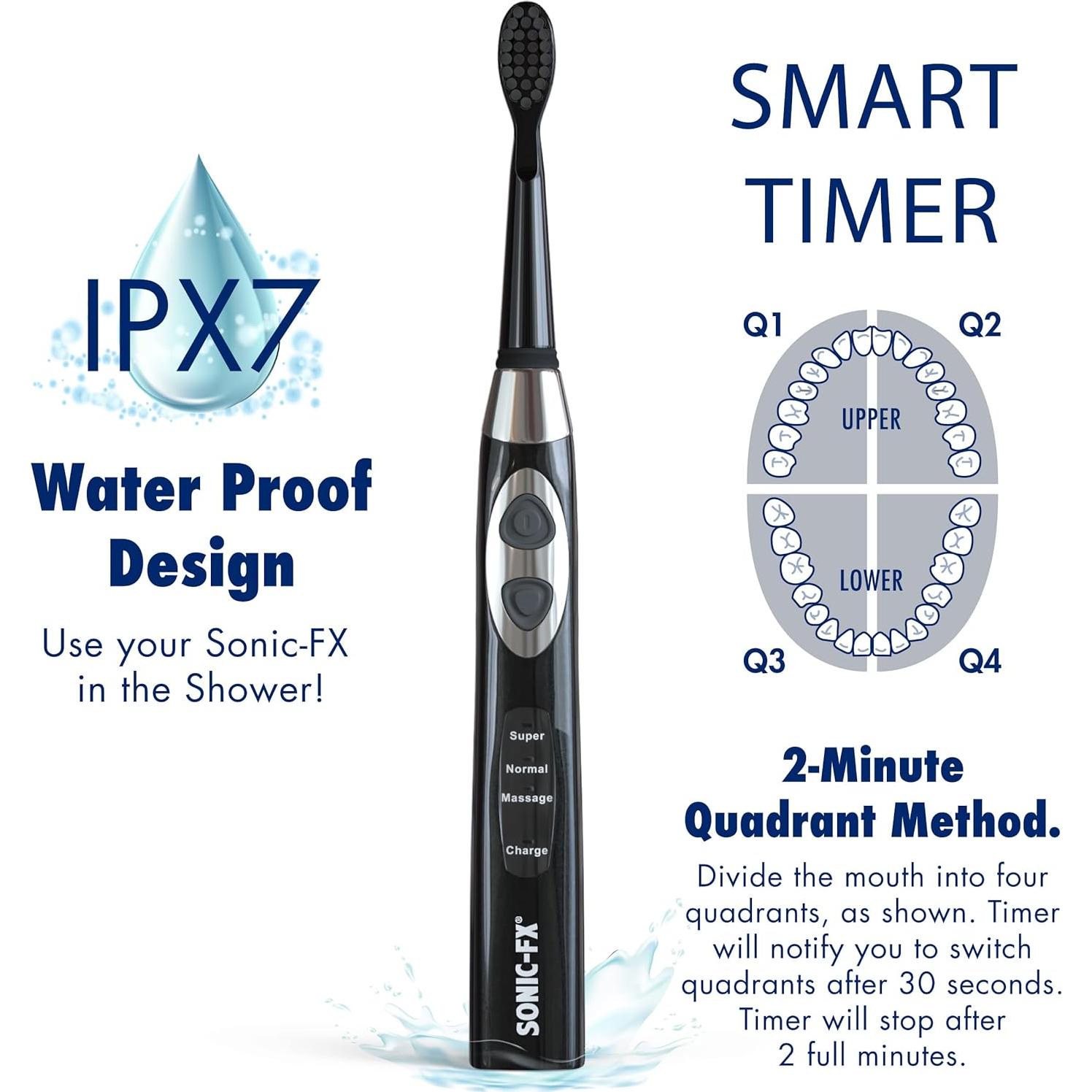 Cepillo de dientes eléctrico Sonic-FX 3 modos recargable negro