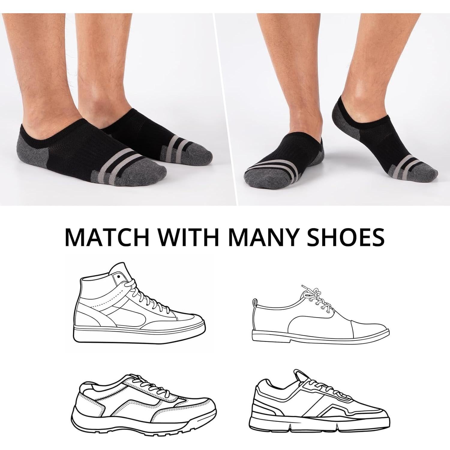 Calcetines Invisibles Heatuff para Hombre - 8 Pares Antideslizantes