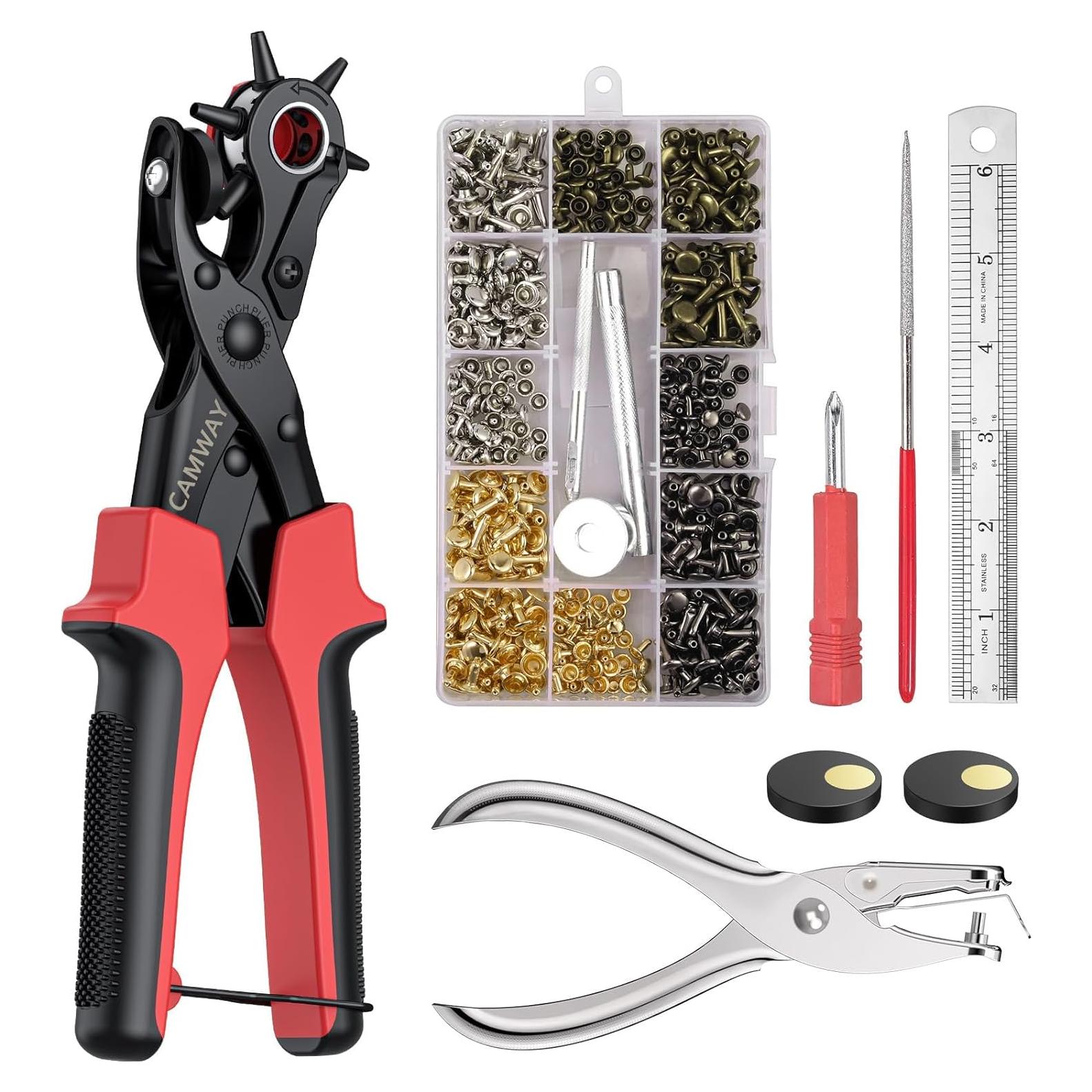 Perforadora de Agujeros de Cuero CAMWAY + 240 Remaches