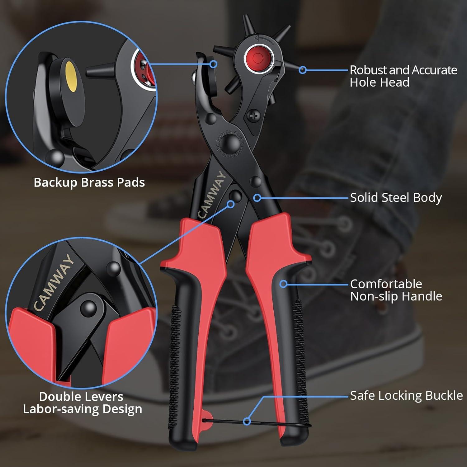 Perforadora de Agujeros de Cuero CAMWAY + 240 Remaches