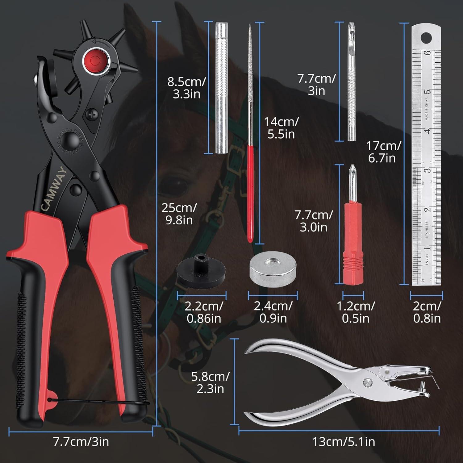 Perforadora de Agujeros de Cuero CAMWAY + 240 Remaches