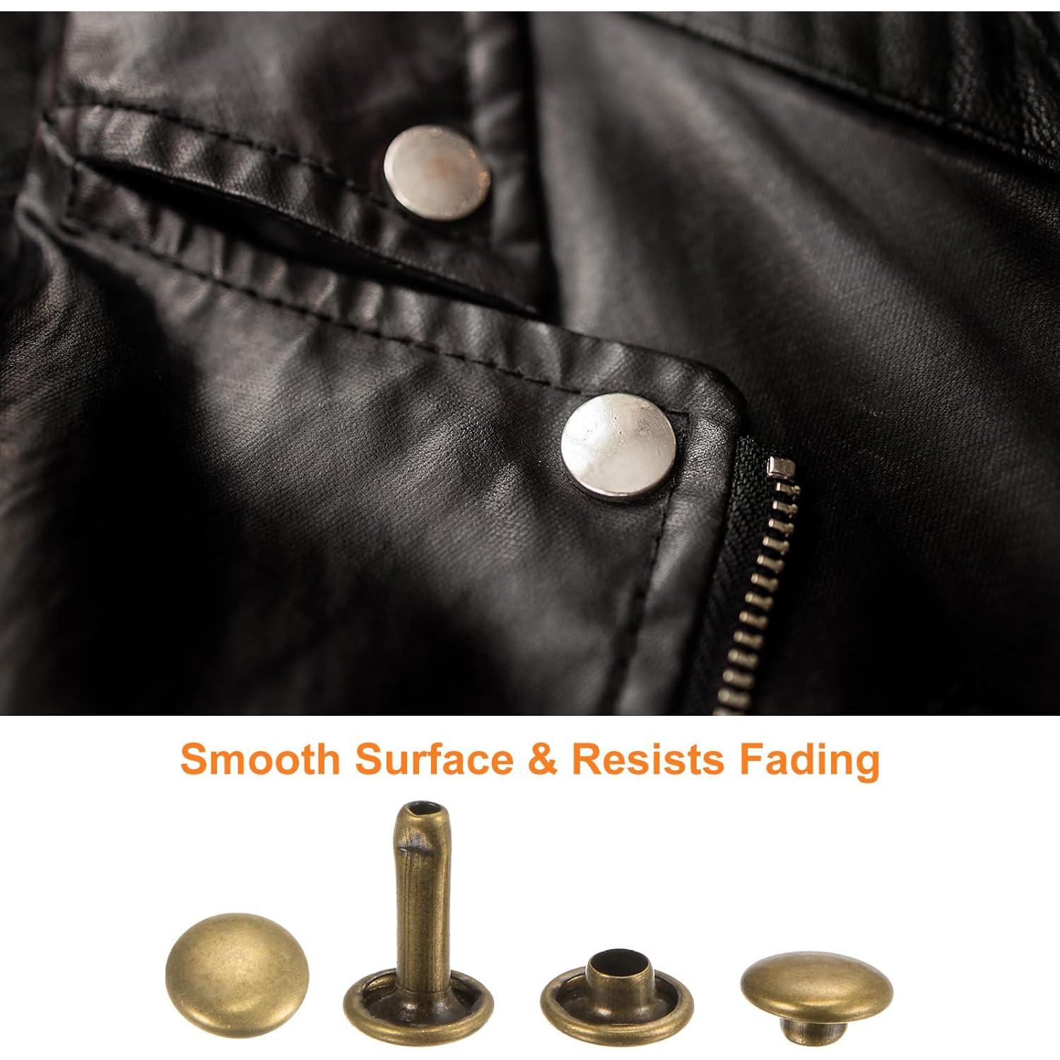 Kit de Remaches de Cuero HARFINGTON 200 Piezas 6mm Bronce