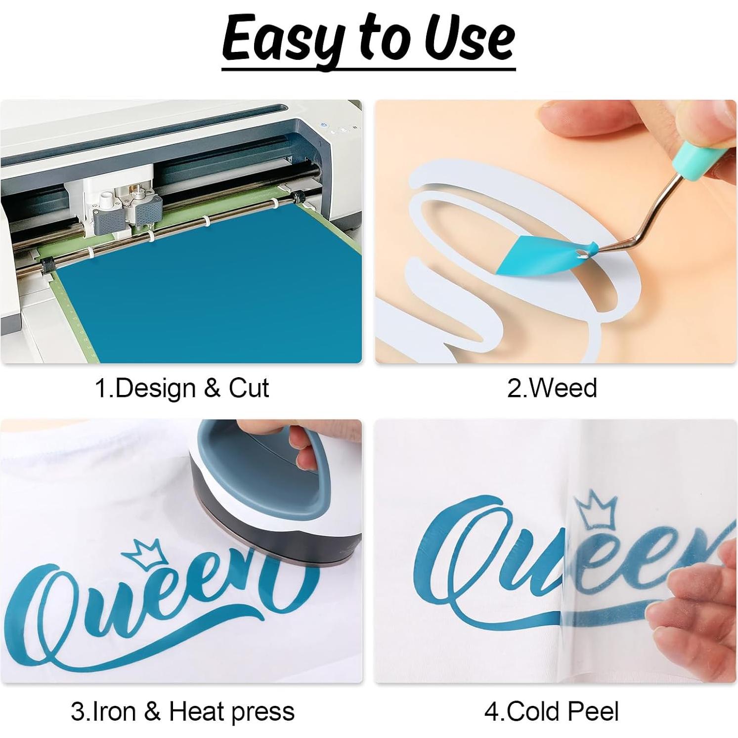 Vinilo de Transferencia de Calor HTVRONT 30.48cm x 1.52m Azul Aqua