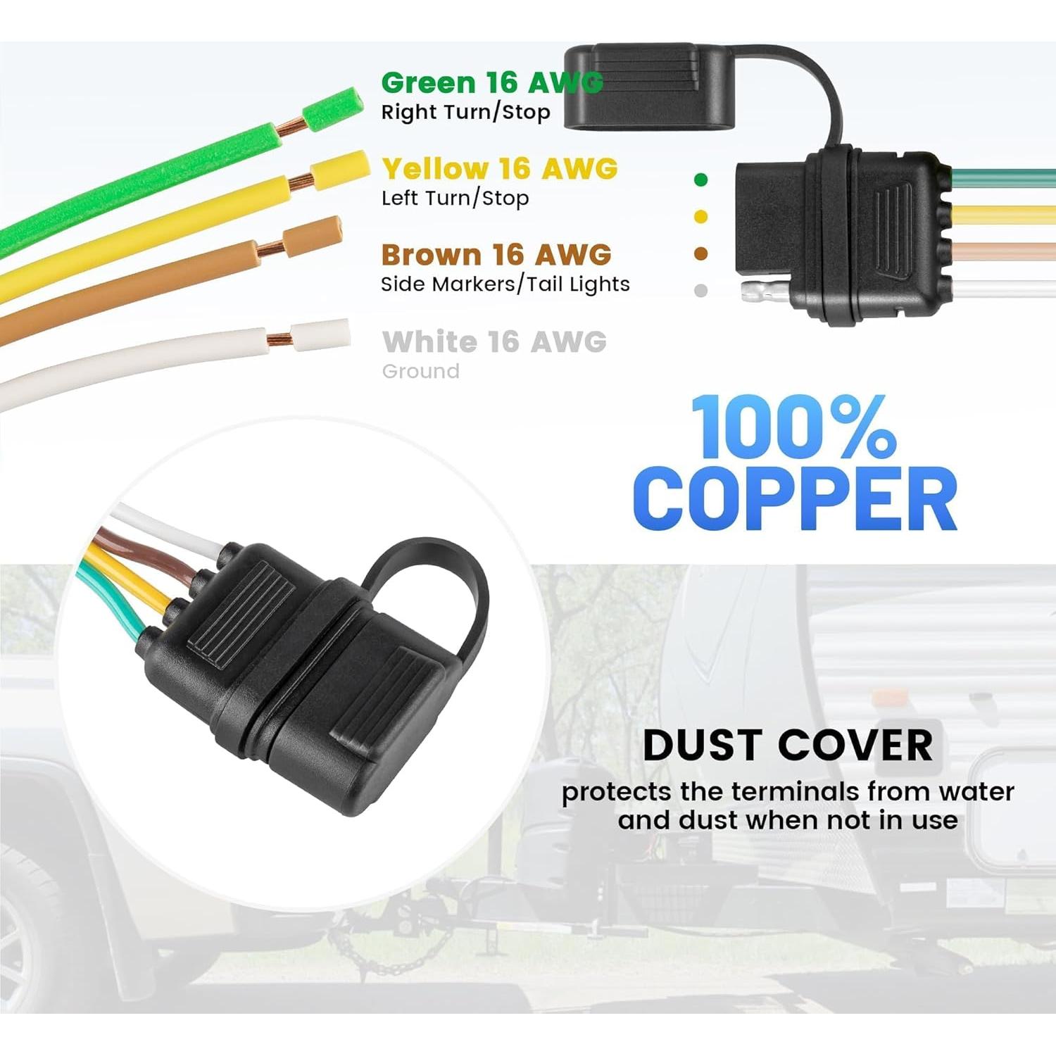 Conector de Remolque MECMO 4 Pines 1.22 m Cableado Femenino