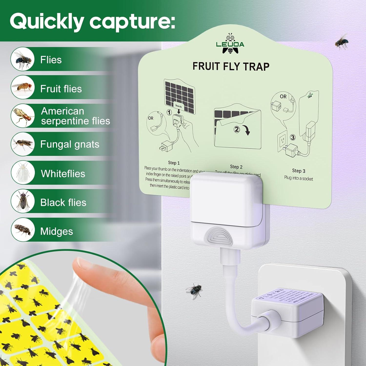 Trampa de Insectos Voladores LEUOA con Luz y Tarjetas Amarillas