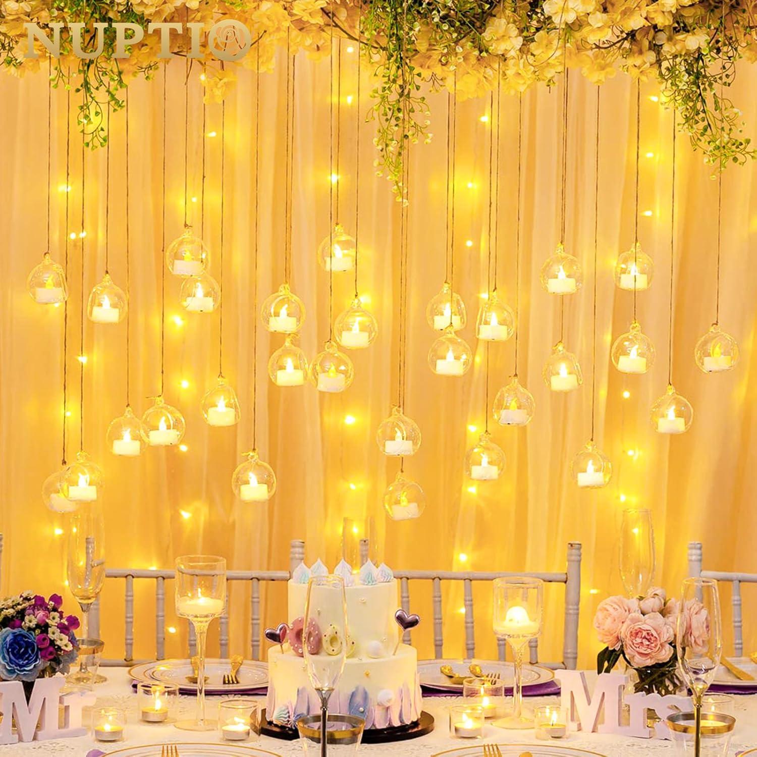 Juego de 12 Soportes para Velas Tealight NUPTIO de Vidrio 6 cm