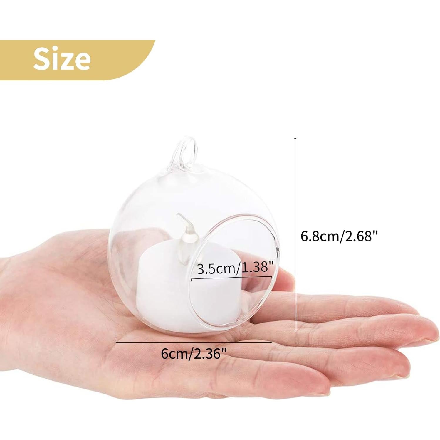 Juego de 12 Soportes para Velas Tealight NUPTIO de Vidrio 6 cm