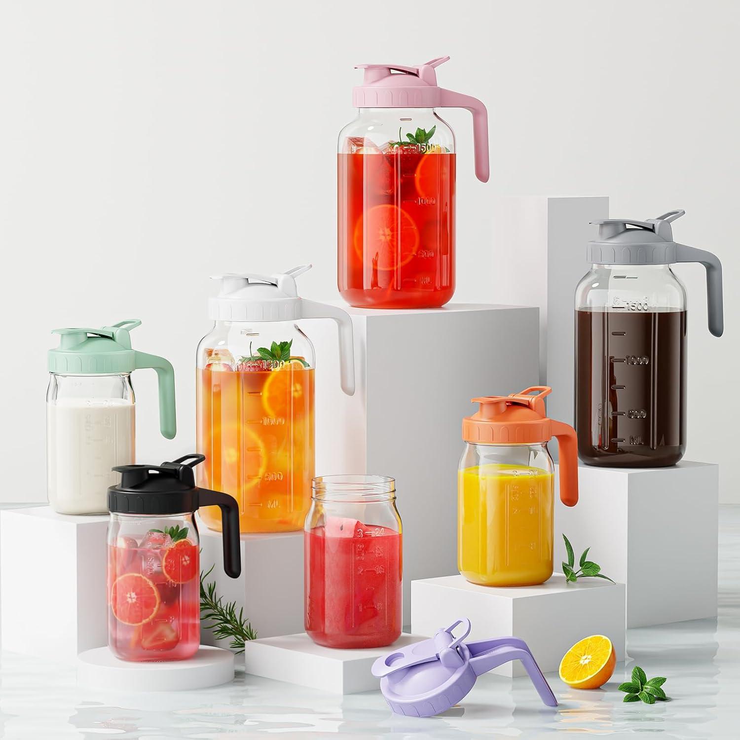 Jarra de Cristal Hermética JunVpic 32 oz con Pico y Asa Negra