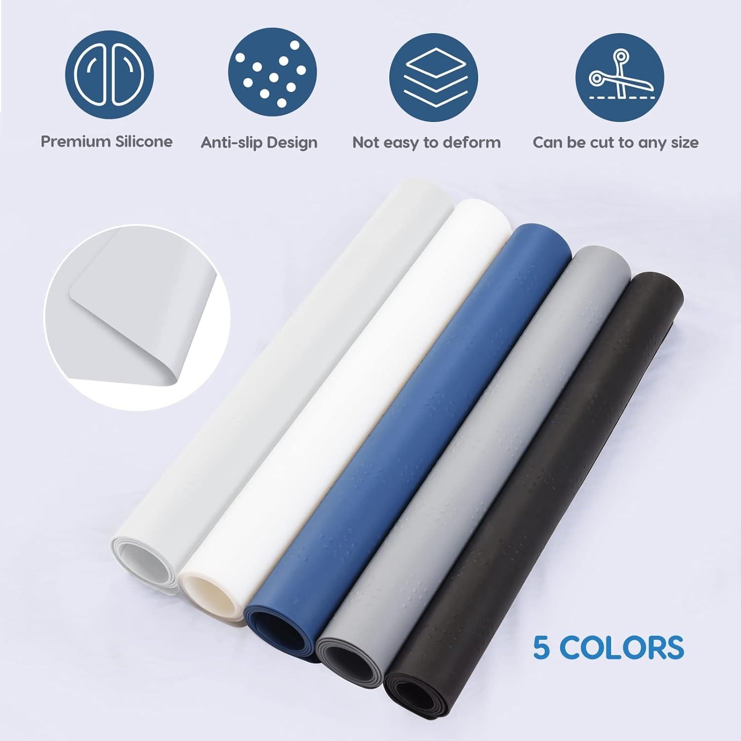 Tapete de Silicona Extra Grande AECHY 91.4x61cm Azul Antideslizante