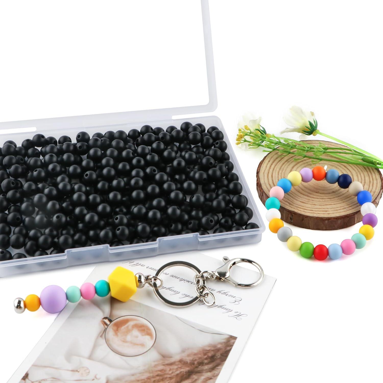 270 Perlas de Silicona Redondas 9mm HHCFAST Color Negro