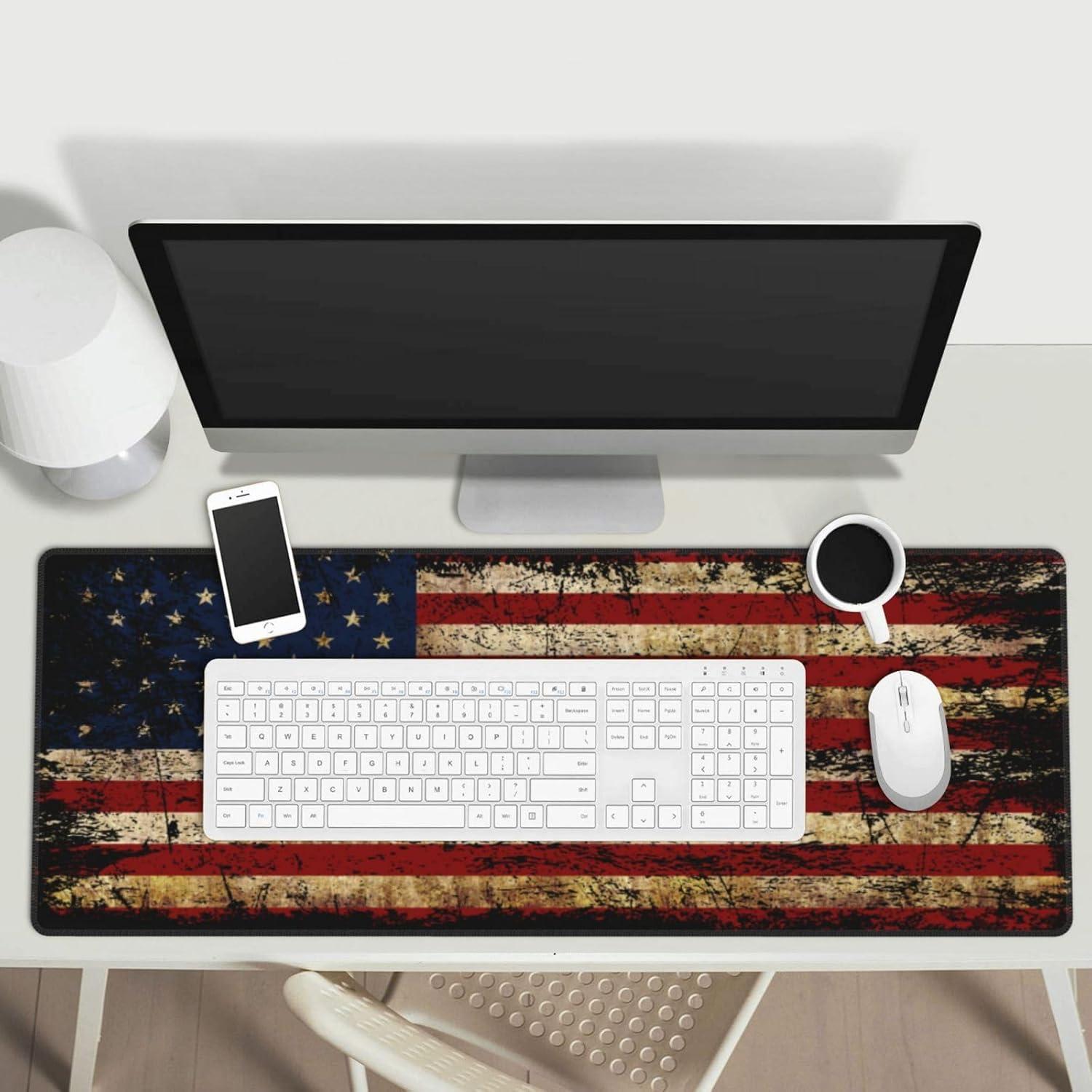 Alfombrilla de Ratón Giinly Bandera Americana 80x30cm Antideslizante