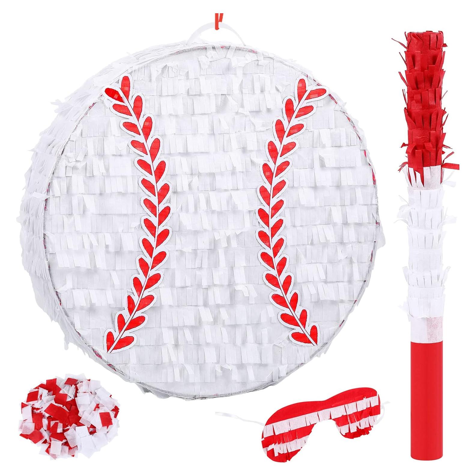 Piñata de Béisbol Deekin con Palo, Antifaz y Confeti