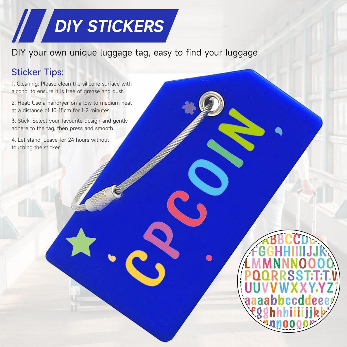 Etiquetas de Equipaje CPCOIN 2 Paquete Silicona Azul