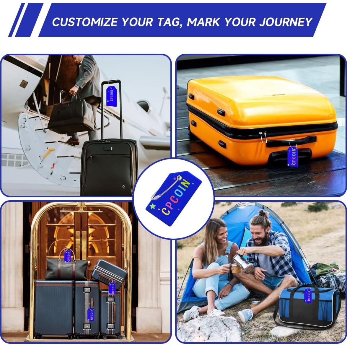 Etiquetas de Equipaje CPCOIN 2 Paquete Silicona Azul