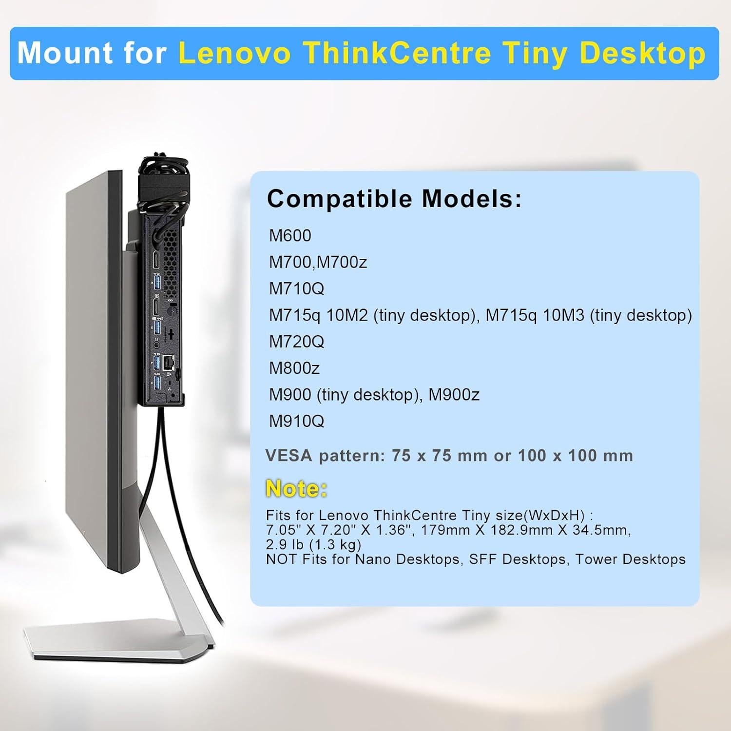 Soporte VESA para Mini PC Lenovo ThinkCentre Tiny