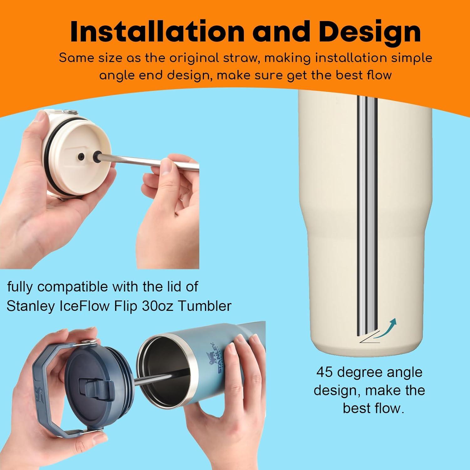 Popotes de Acero Inoxidable ALINK para Vaso Stanley 20oz - 6 Unidades