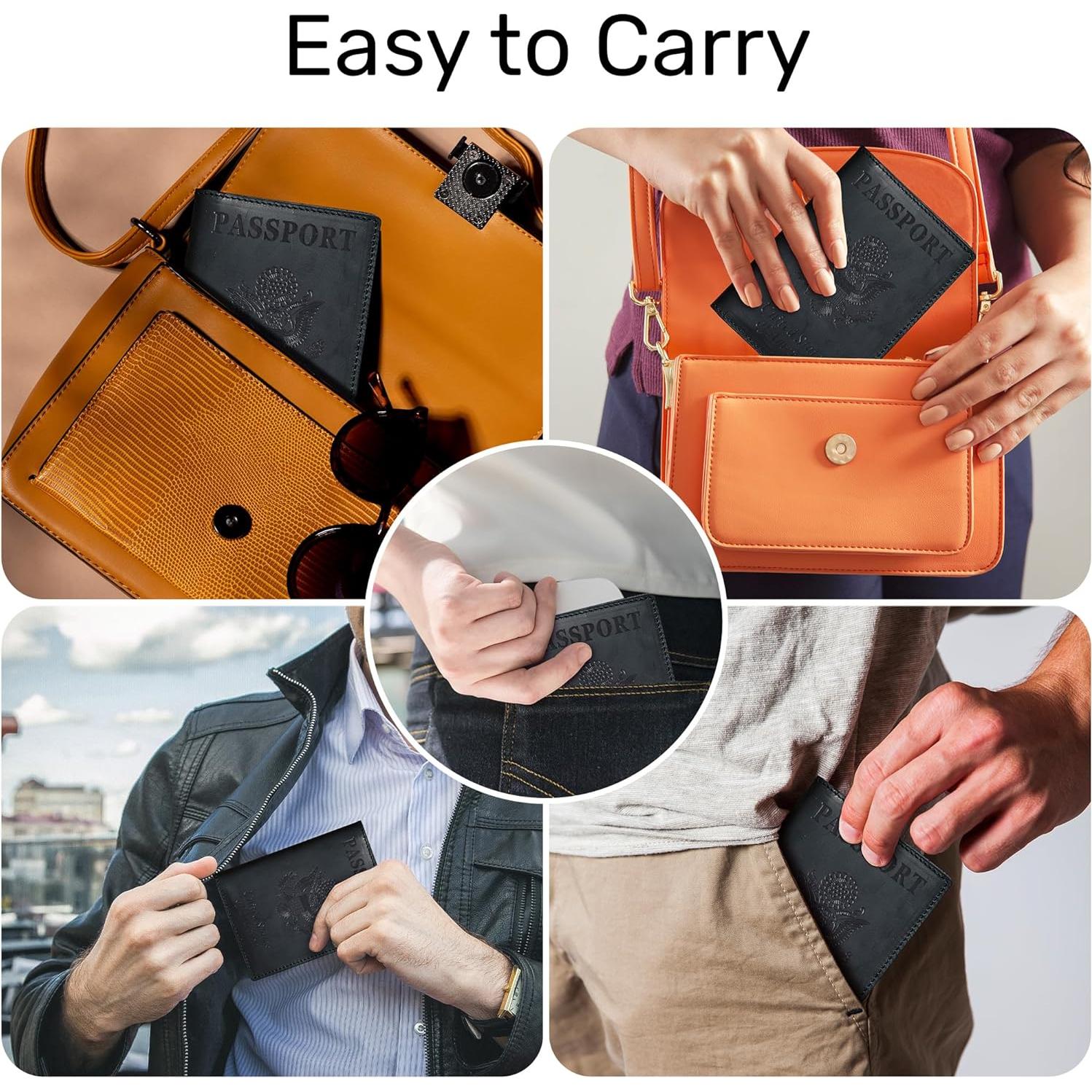 Funda de Pasaporte de Cuero HIFA - Hecha a Mano, 21x14 cm, Negro