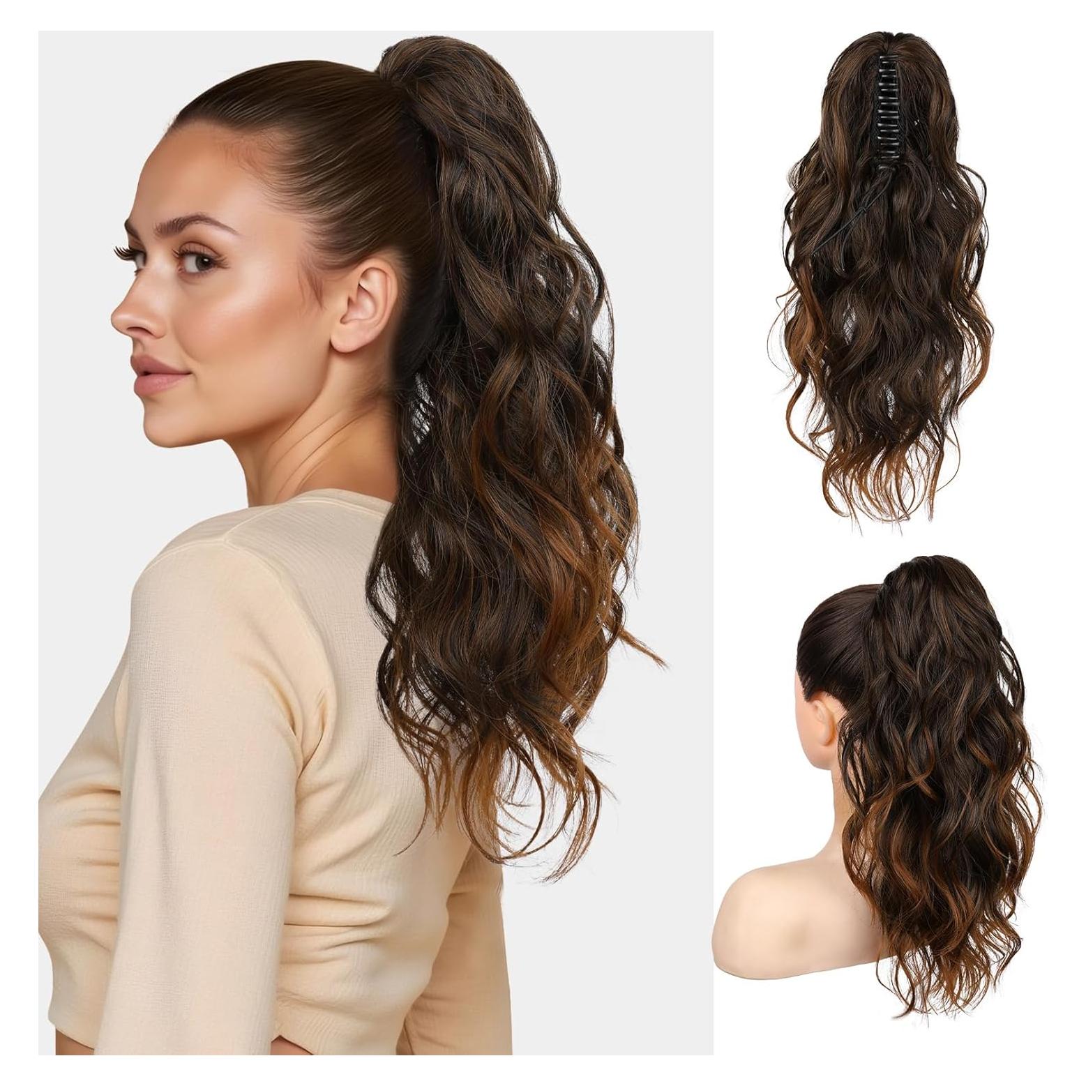 Extensión de Cola de Caballo Flufymooz 45.72 cm Marrón Almendra