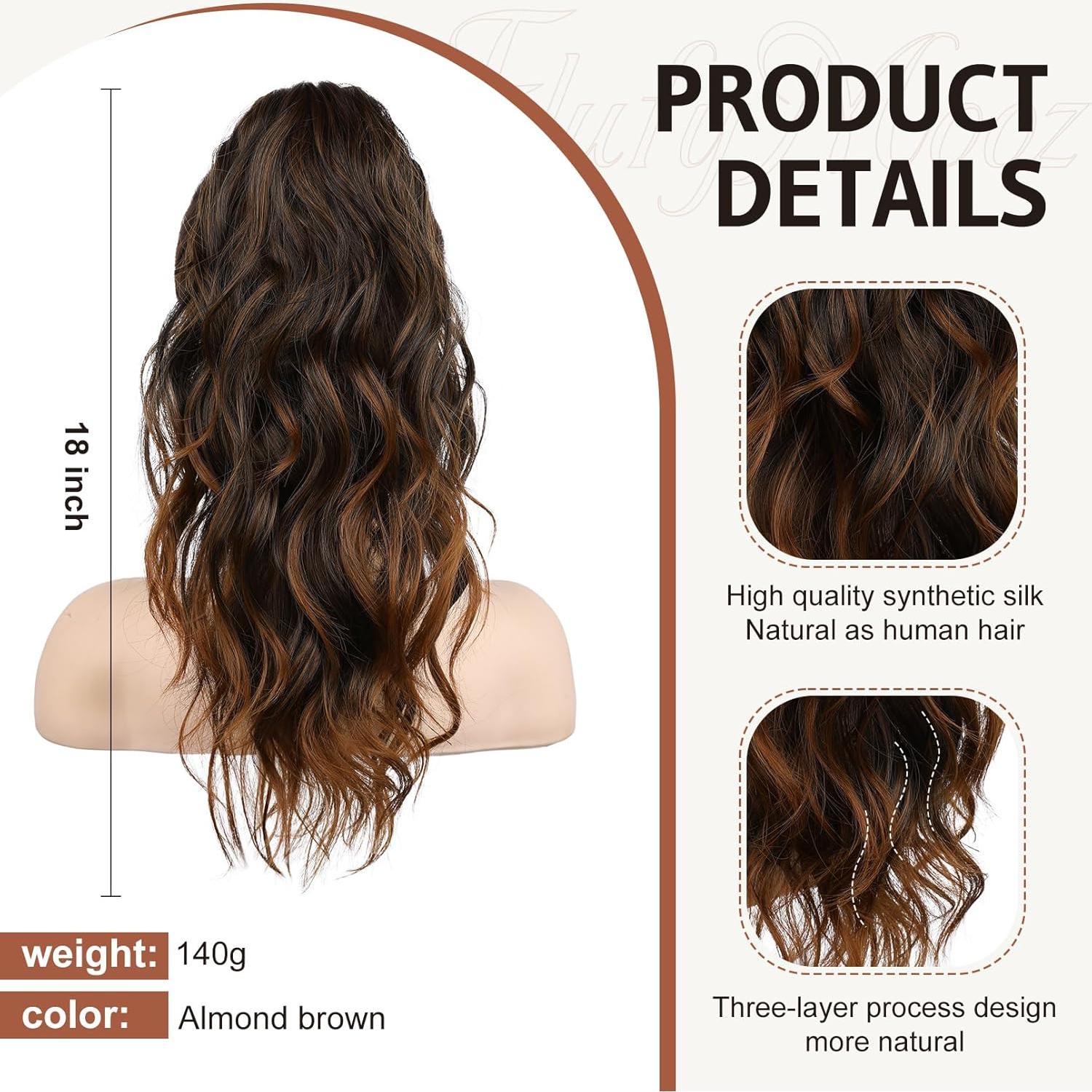 Extensión de Cola de Caballo Flufymooz 45.72 cm Marrón Almendra