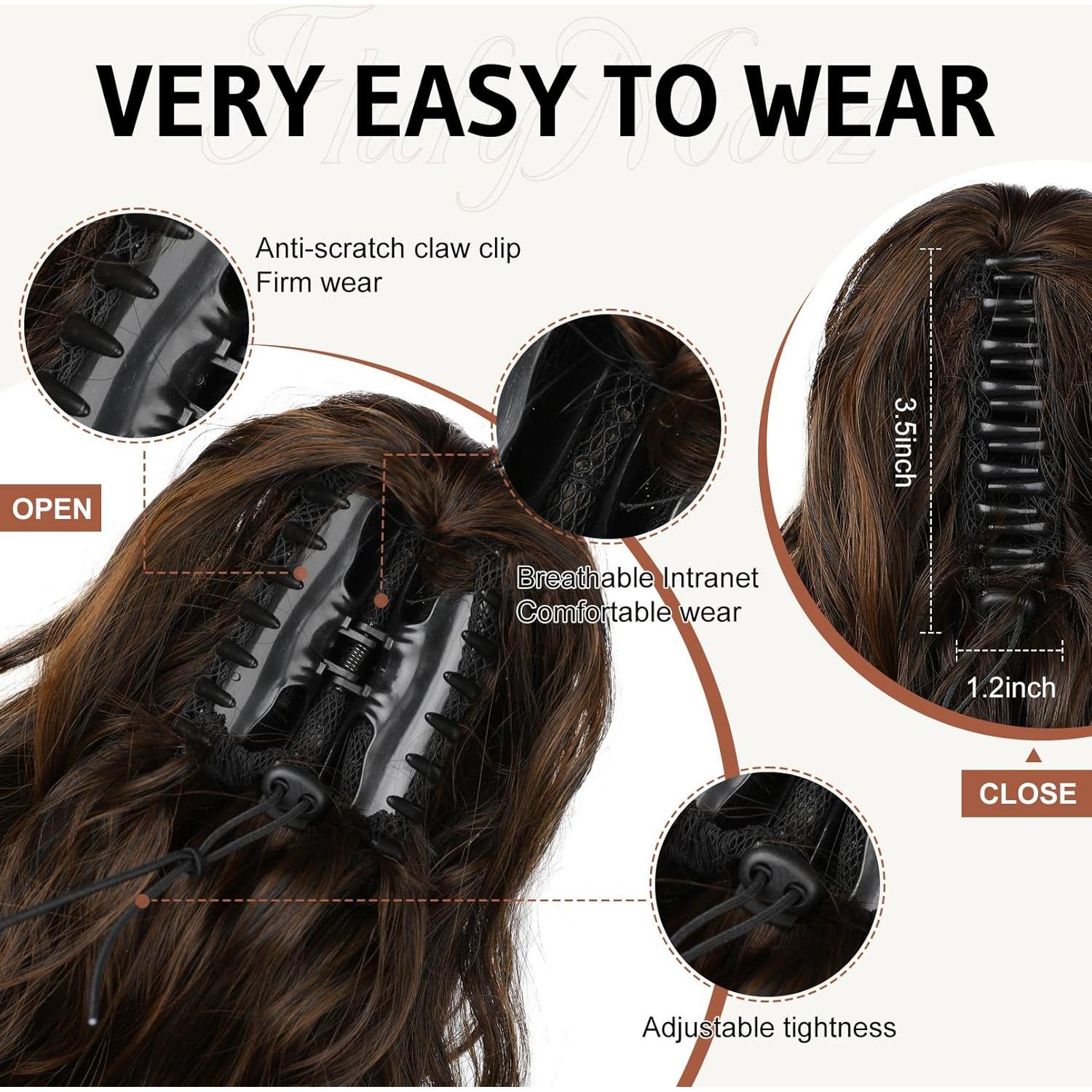 Extensión de Cola de Caballo Flufymooz 45.72 cm Marrón Almendra