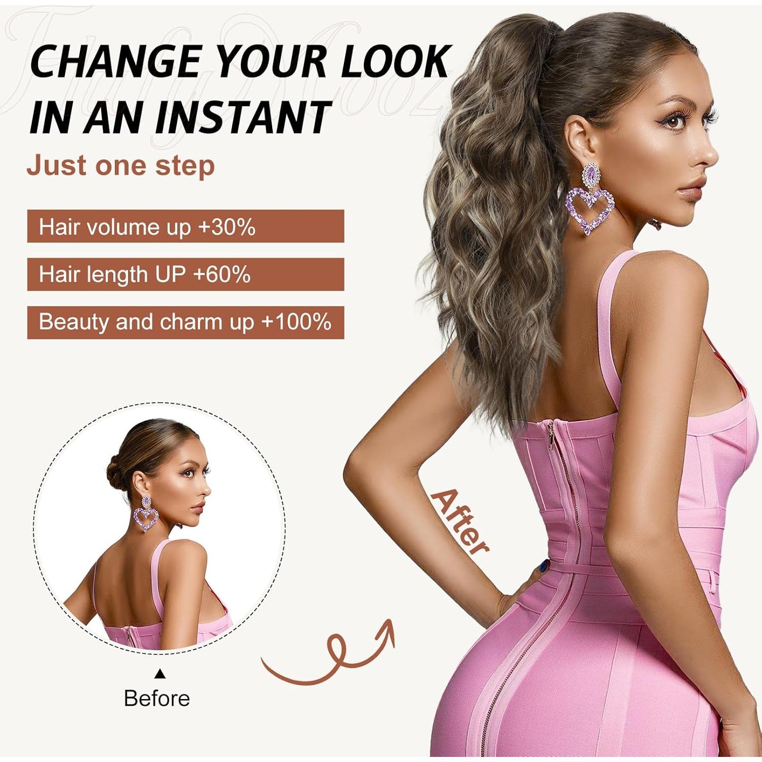 Extensión de Cola de Caballo Flufymooz 45.72 cm Marrón Almendra