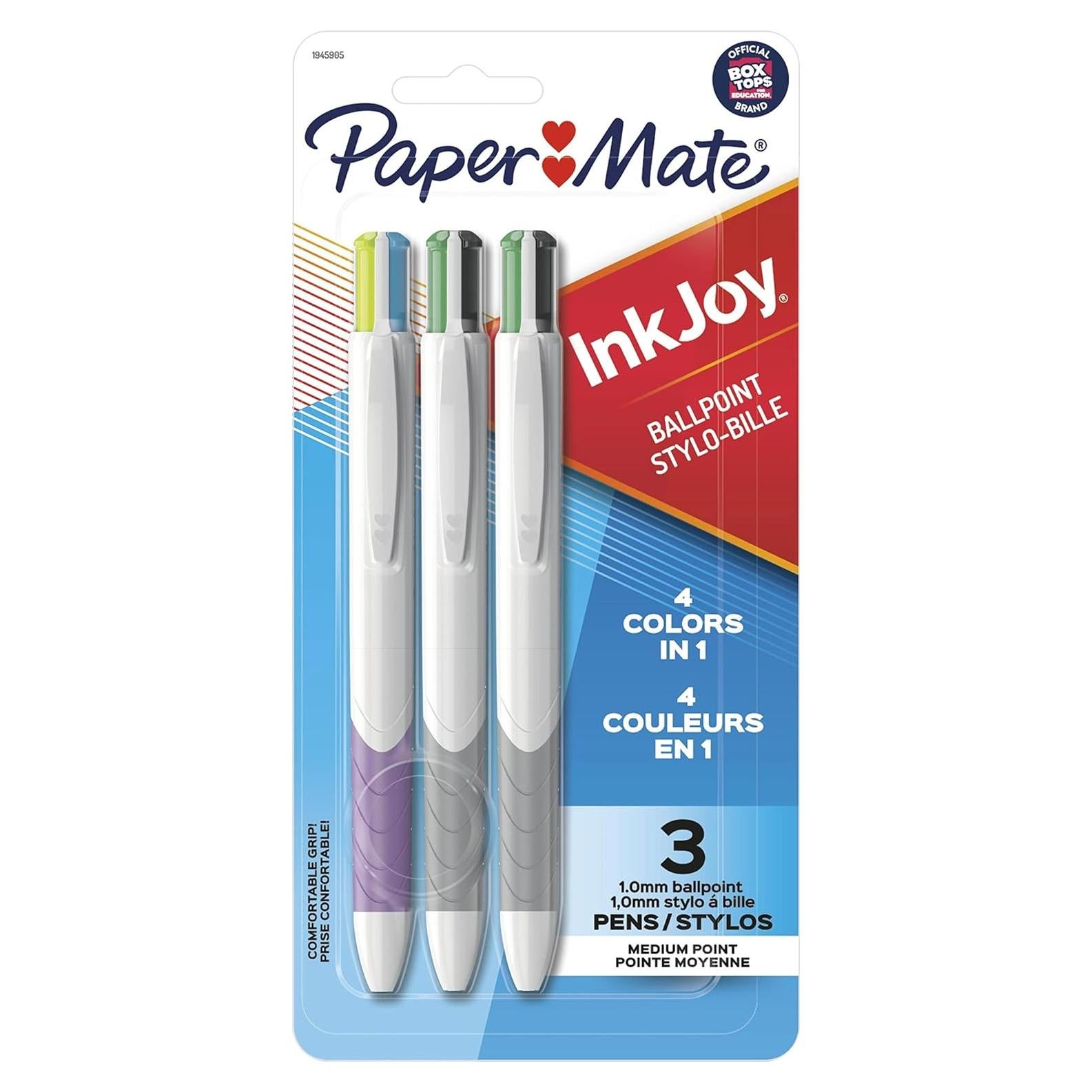 Bolígrafos retráctiles Paper Mate InkJoy Quatro, 3 unidades, colores surtidos