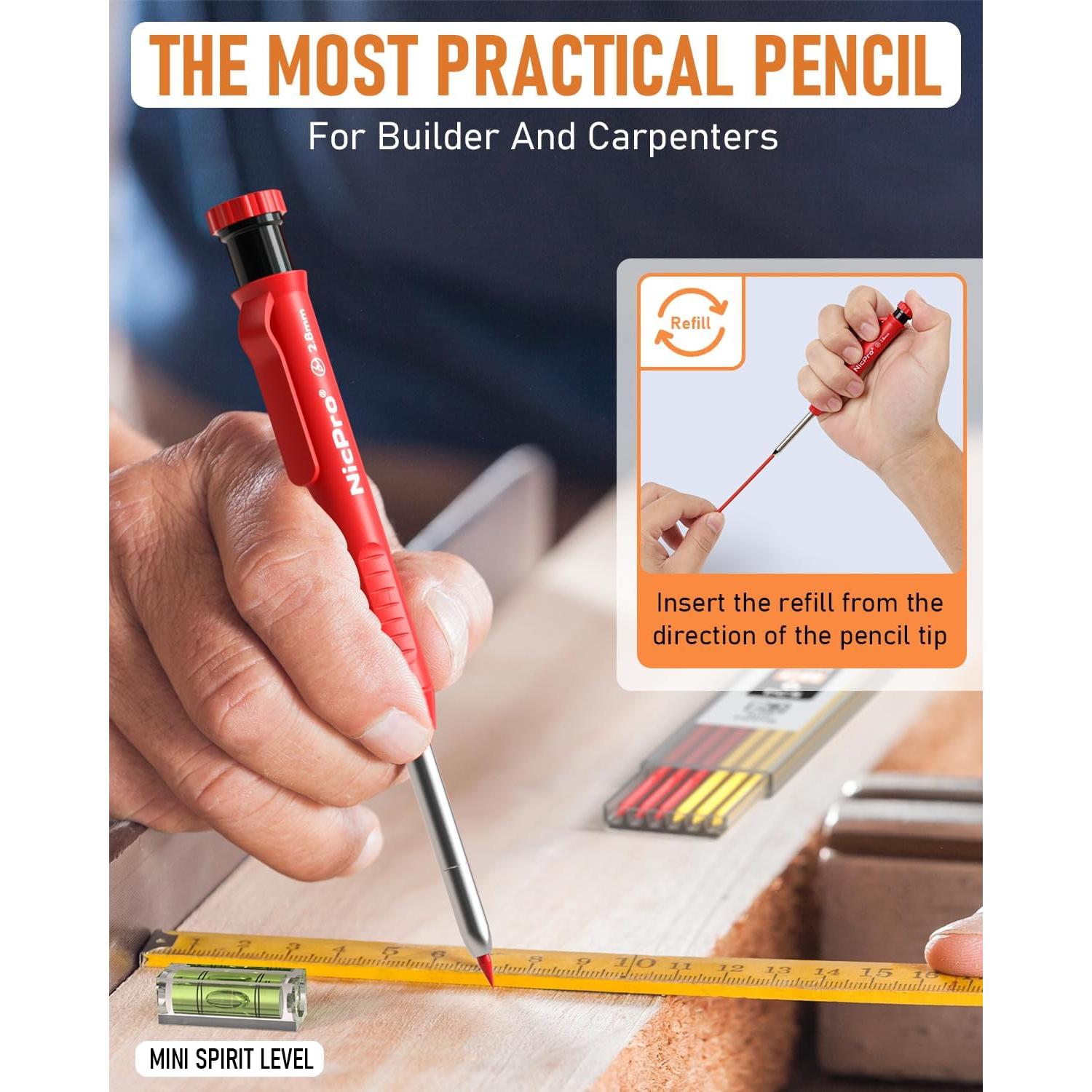 Conjunto de Lápices de Carpintero Nicpro 28 Paquetes con Sacapuntas