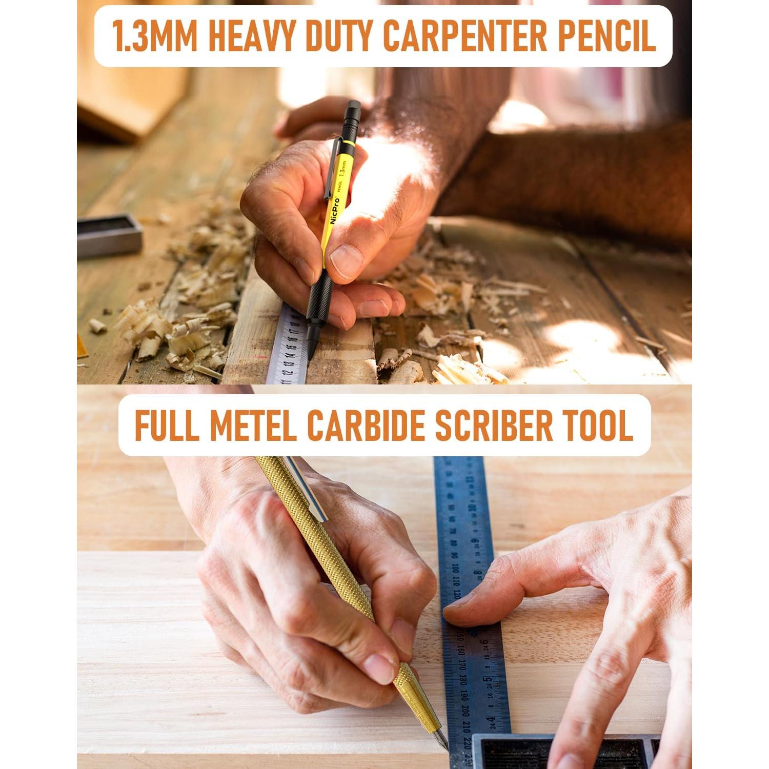 Conjunto de Lápices de Carpintero Nicpro 28 Paquetes con Sacapuntas