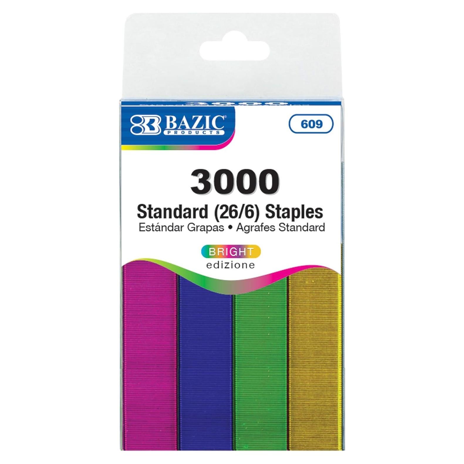 Grapas Estándar BAZIC 3000 Unidades Color Metálico