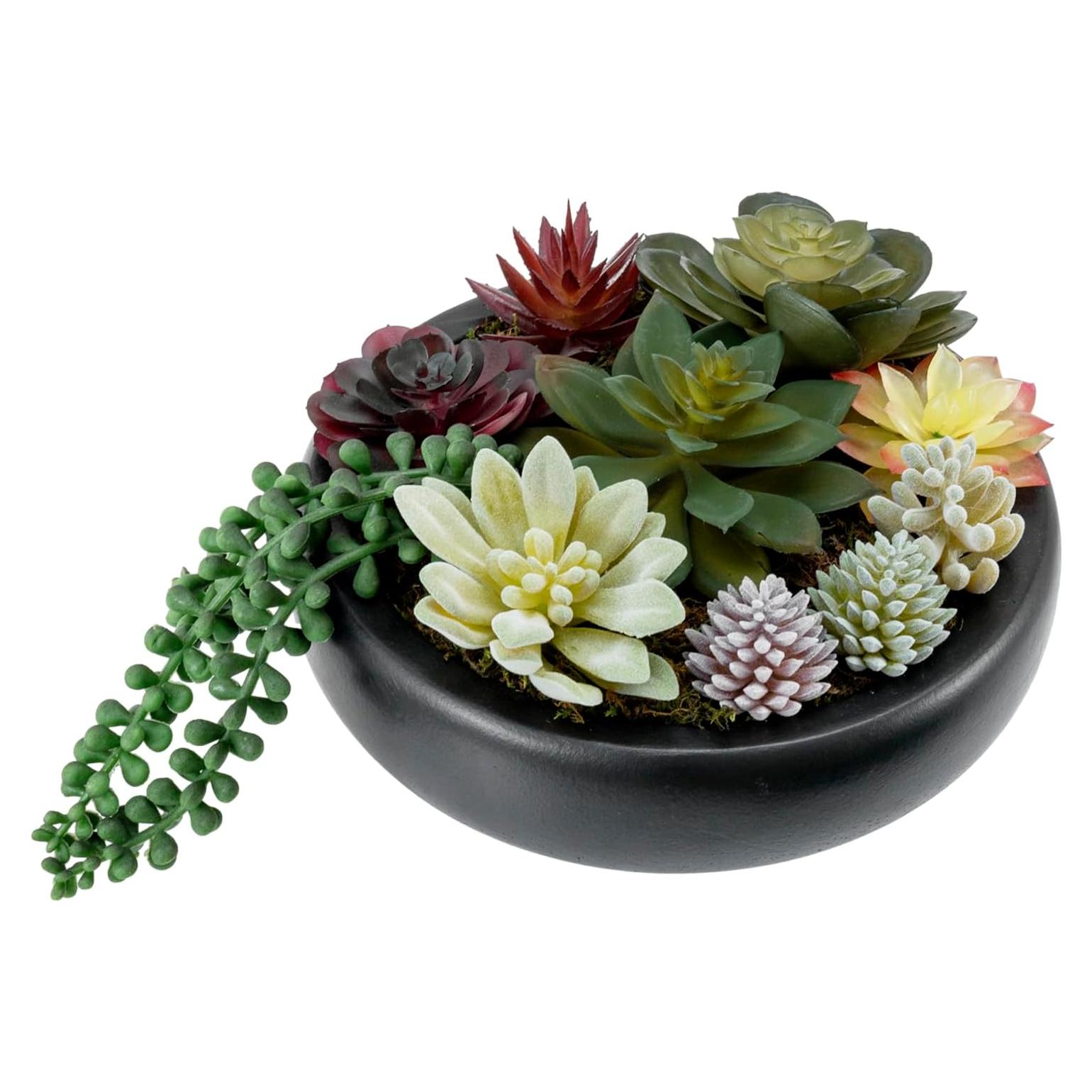 Arreglo de Suculentas Artificiales MyGift en Maceta de Concreto 20 cm