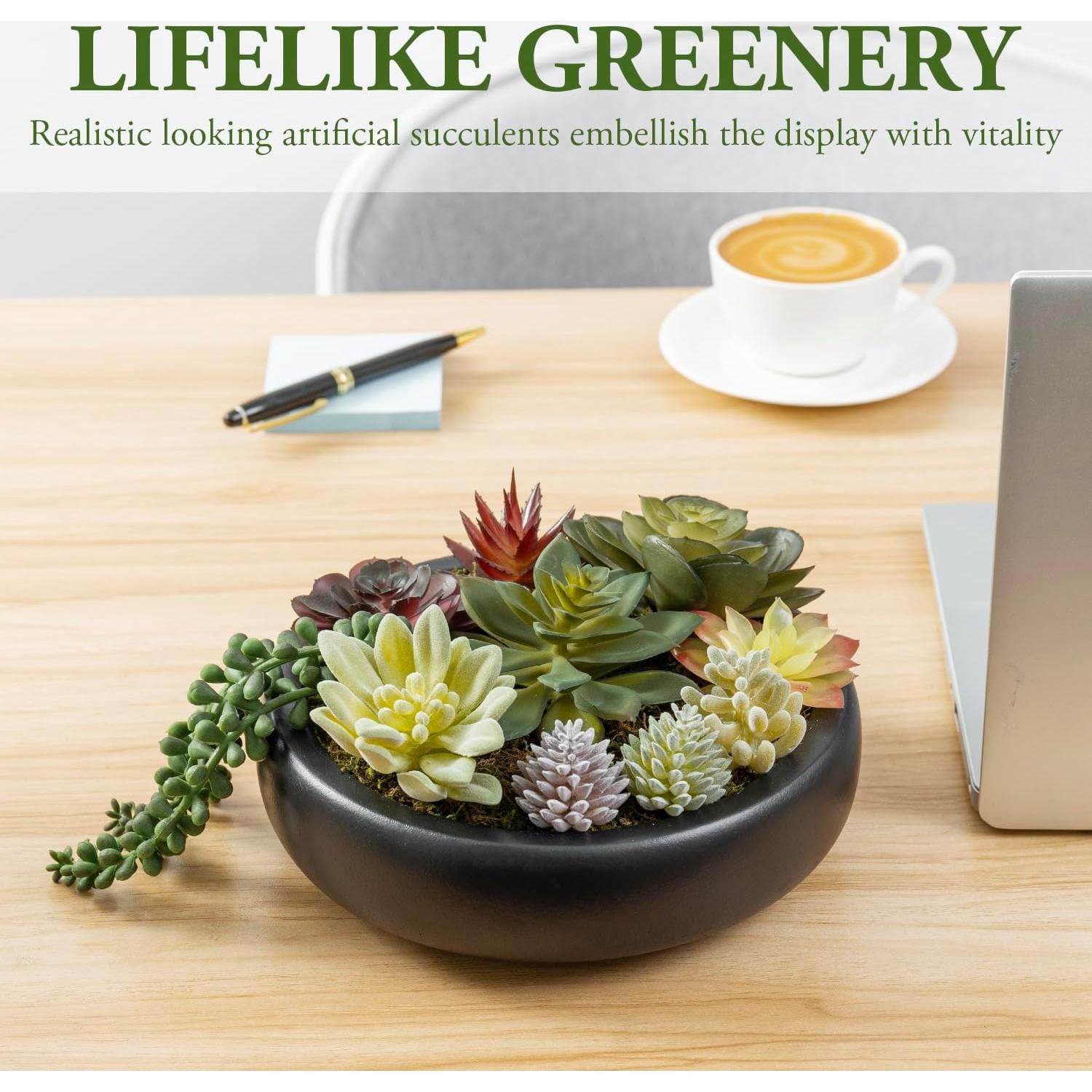 Arreglo de Suculentas Artificiales MyGift en Maceta de Concreto 20 cm