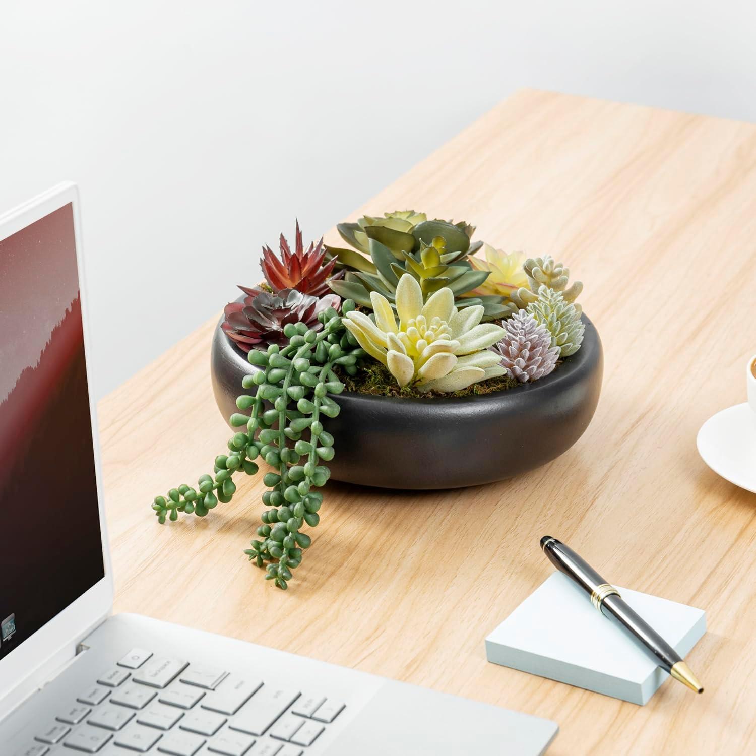 Arreglo de Suculentas Artificiales MyGift en Maceta de Concreto 20 cm