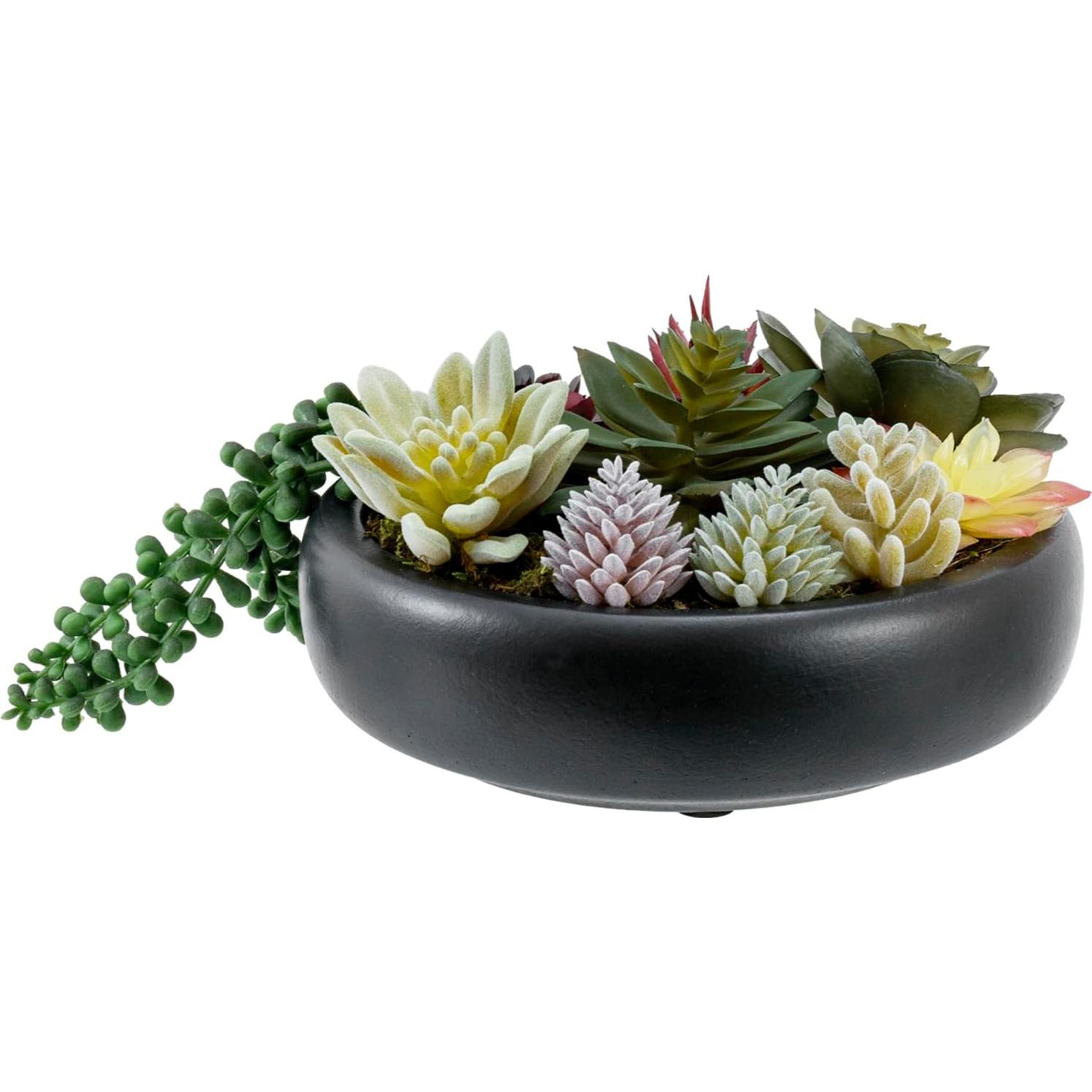 Arreglo de Suculentas Artificiales MyGift en Maceta de Concreto 20 cm