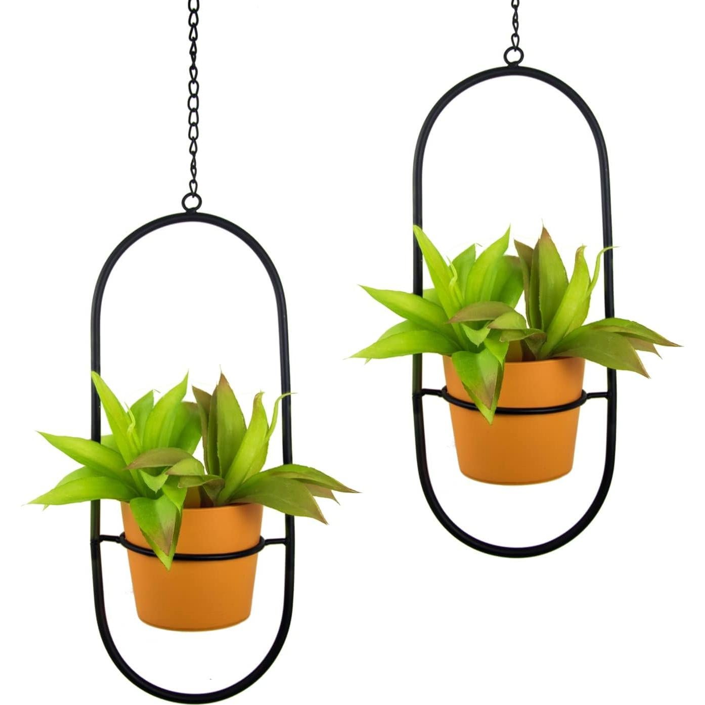 Macetas Colgantes de Metal HemePaha, 2 Soportes Ovalados 13cm