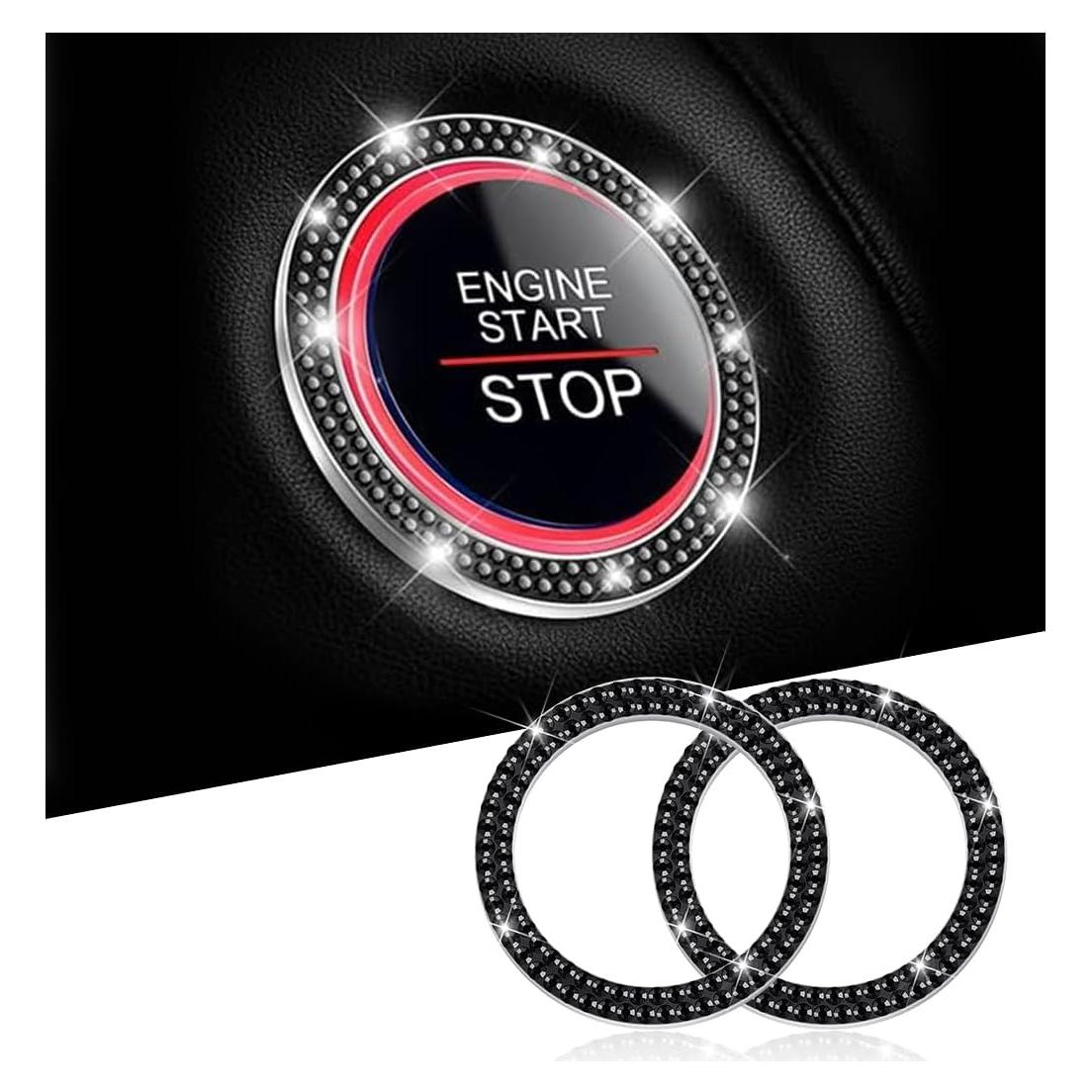 2 Pegatinas de Anillo Brillante KHGUZ para Arranque de Coche