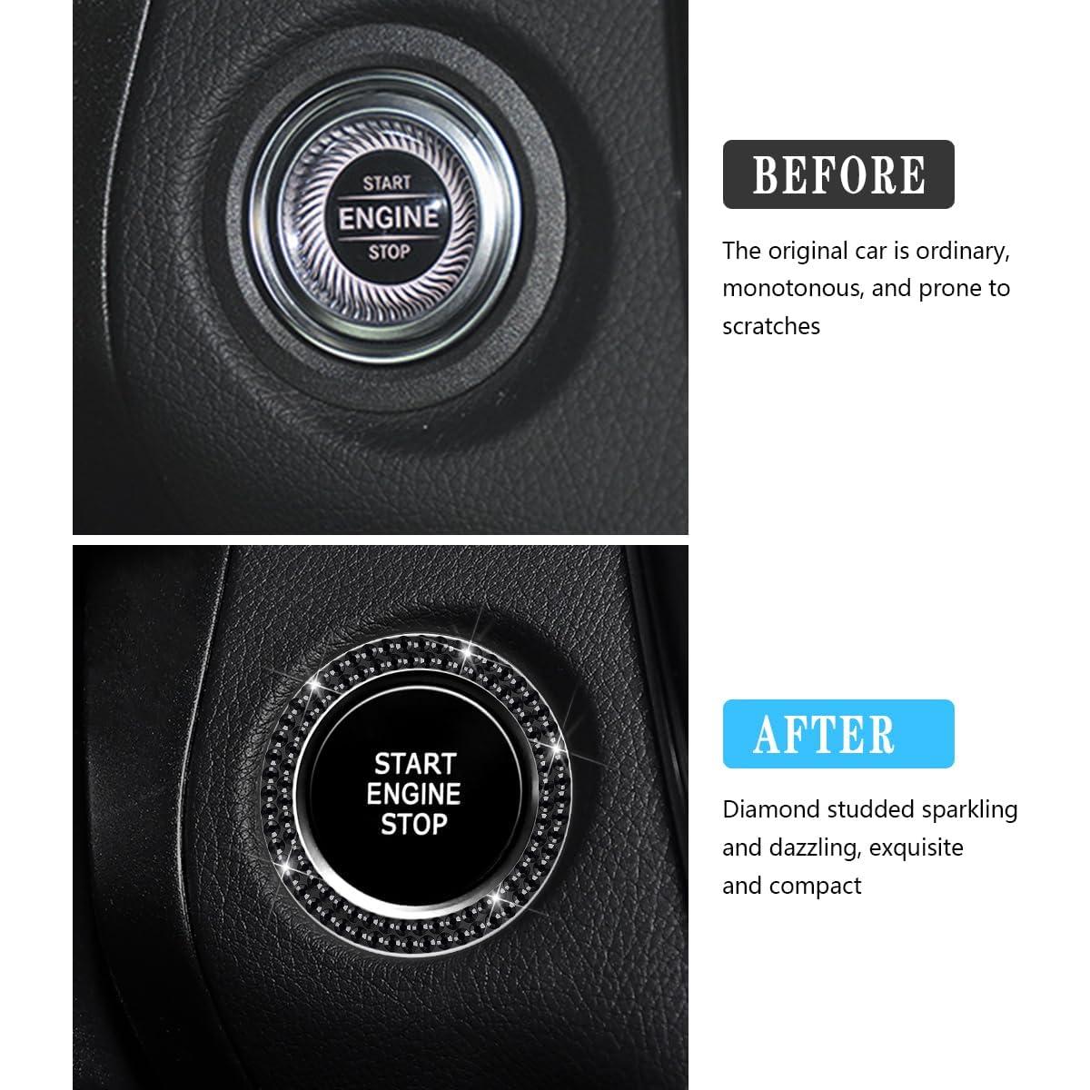 2 Pegatinas de Anillo Brillante KHGUZ para Arranque de Coche