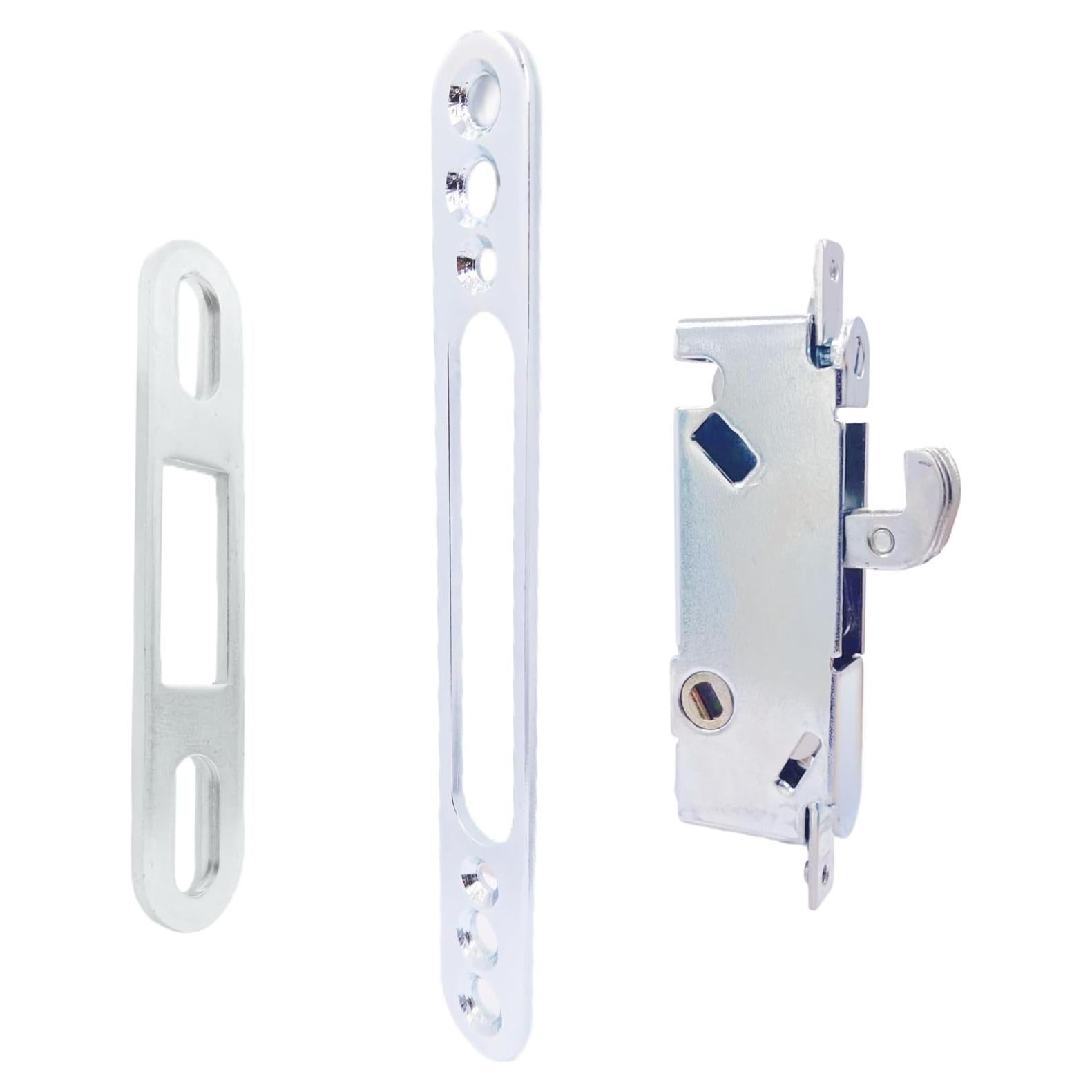 Cerradura deslizante Elox con llave, gancho corto, acero